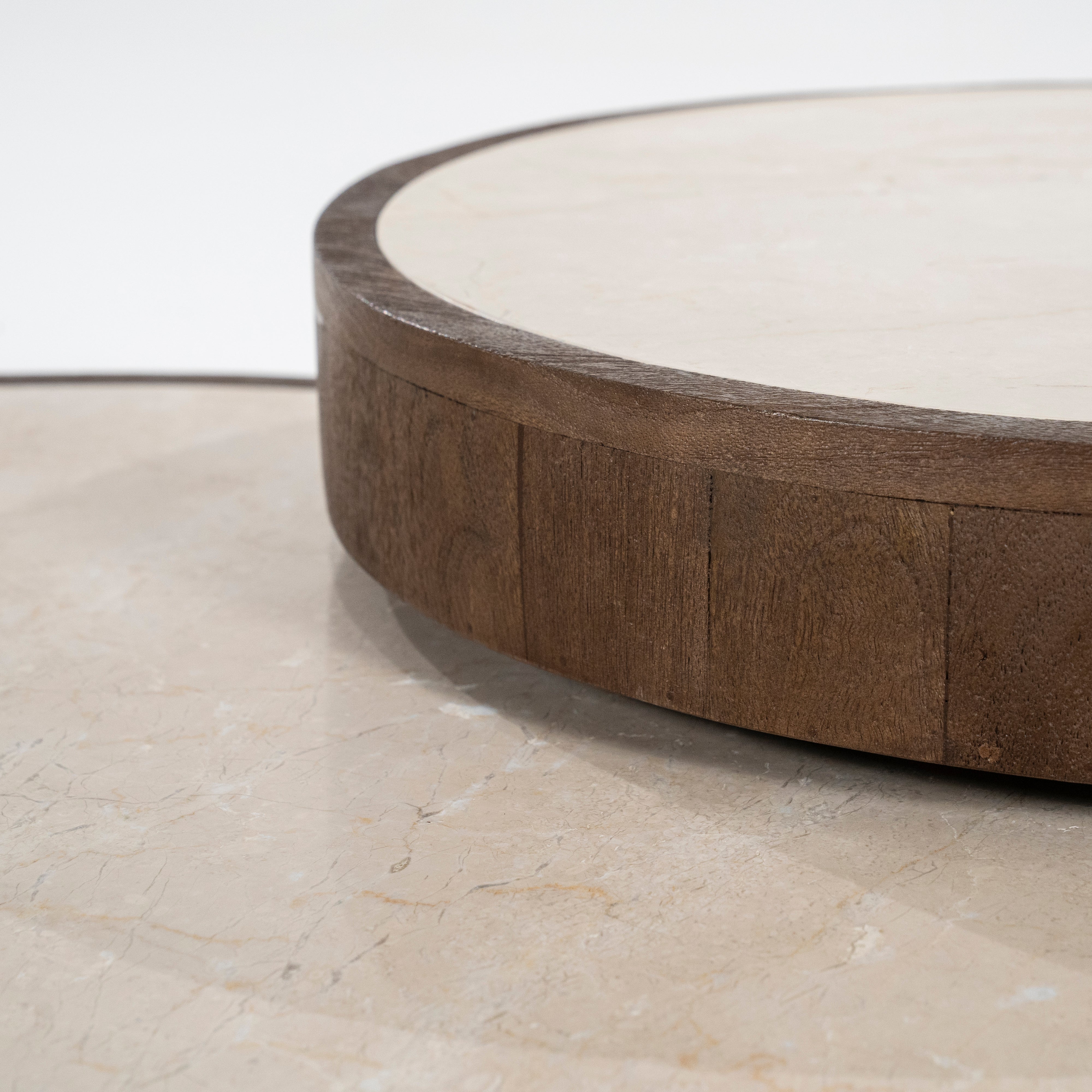 Zestaw stolików HAZEL ciemnobrązowe drewno mango z marmurowym blatem