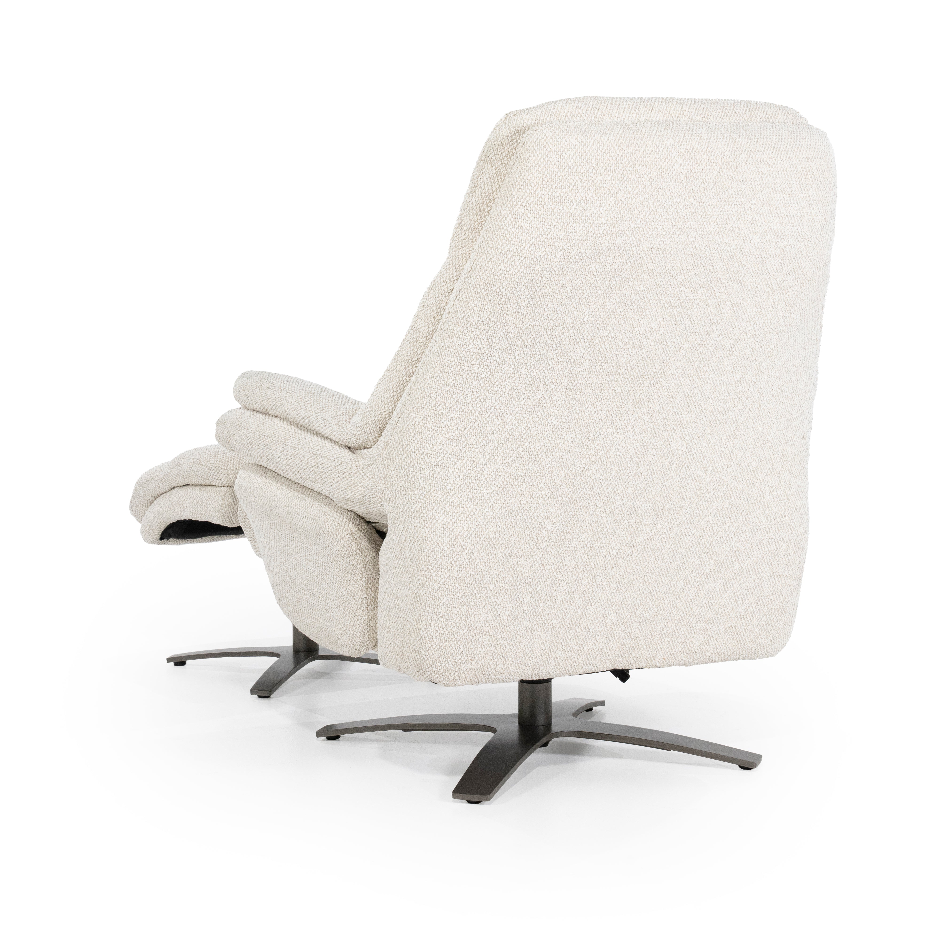 CALEB beige armchair with black base and footrest