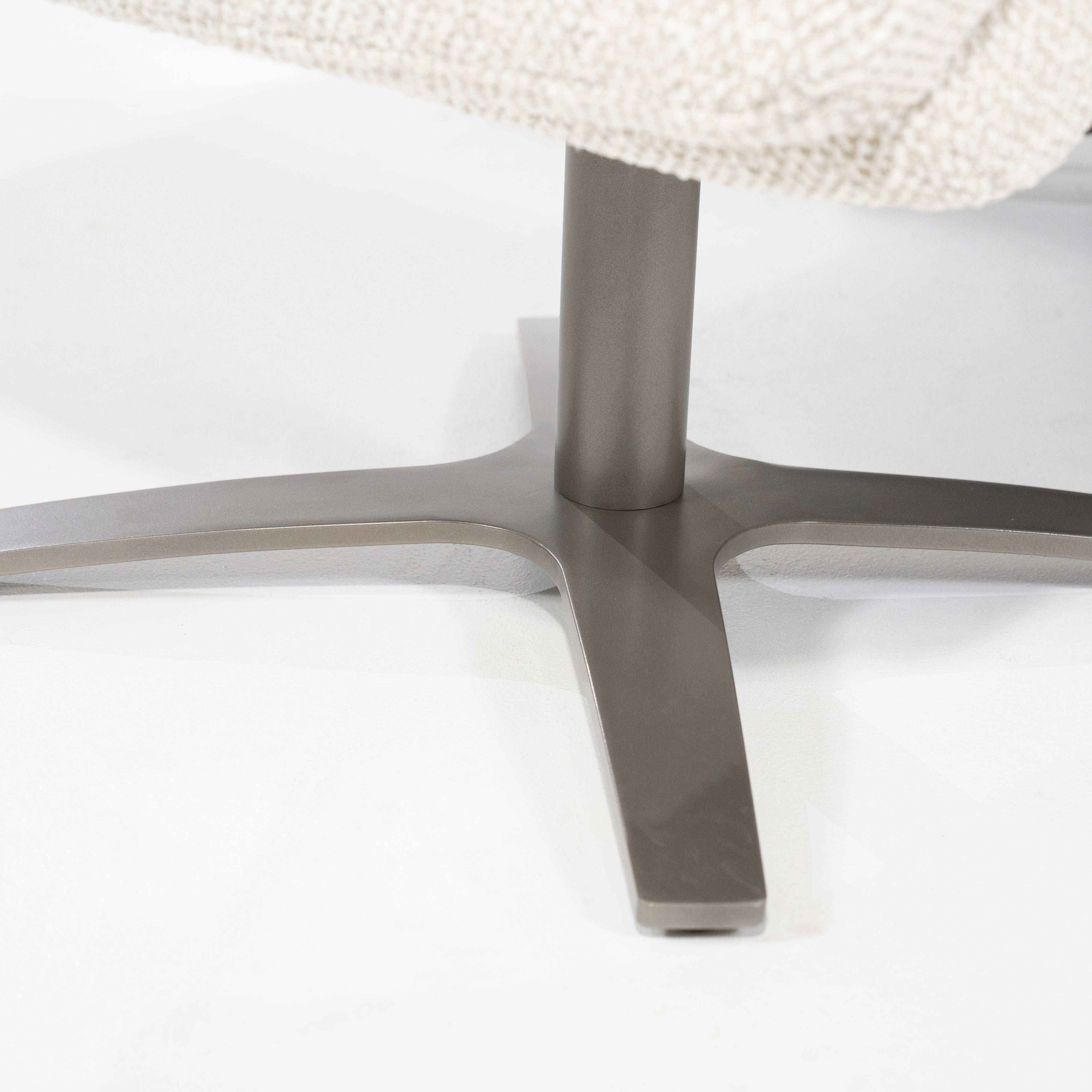 CALEB beige armchair with black base and footrest