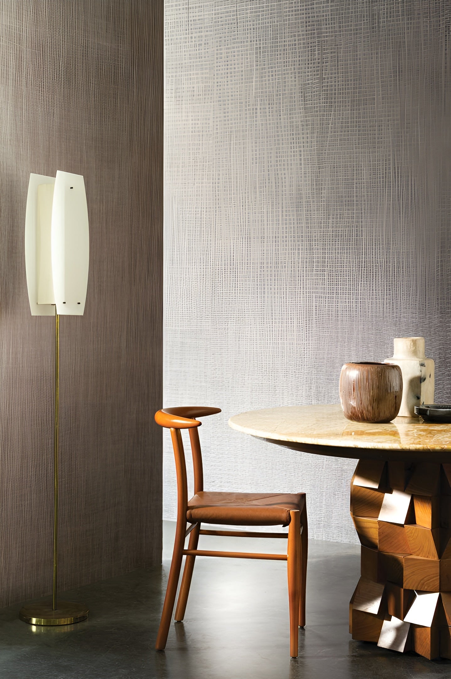 Textile wallpaper with a metallic structure HEMERA - FUSAIN GRAY