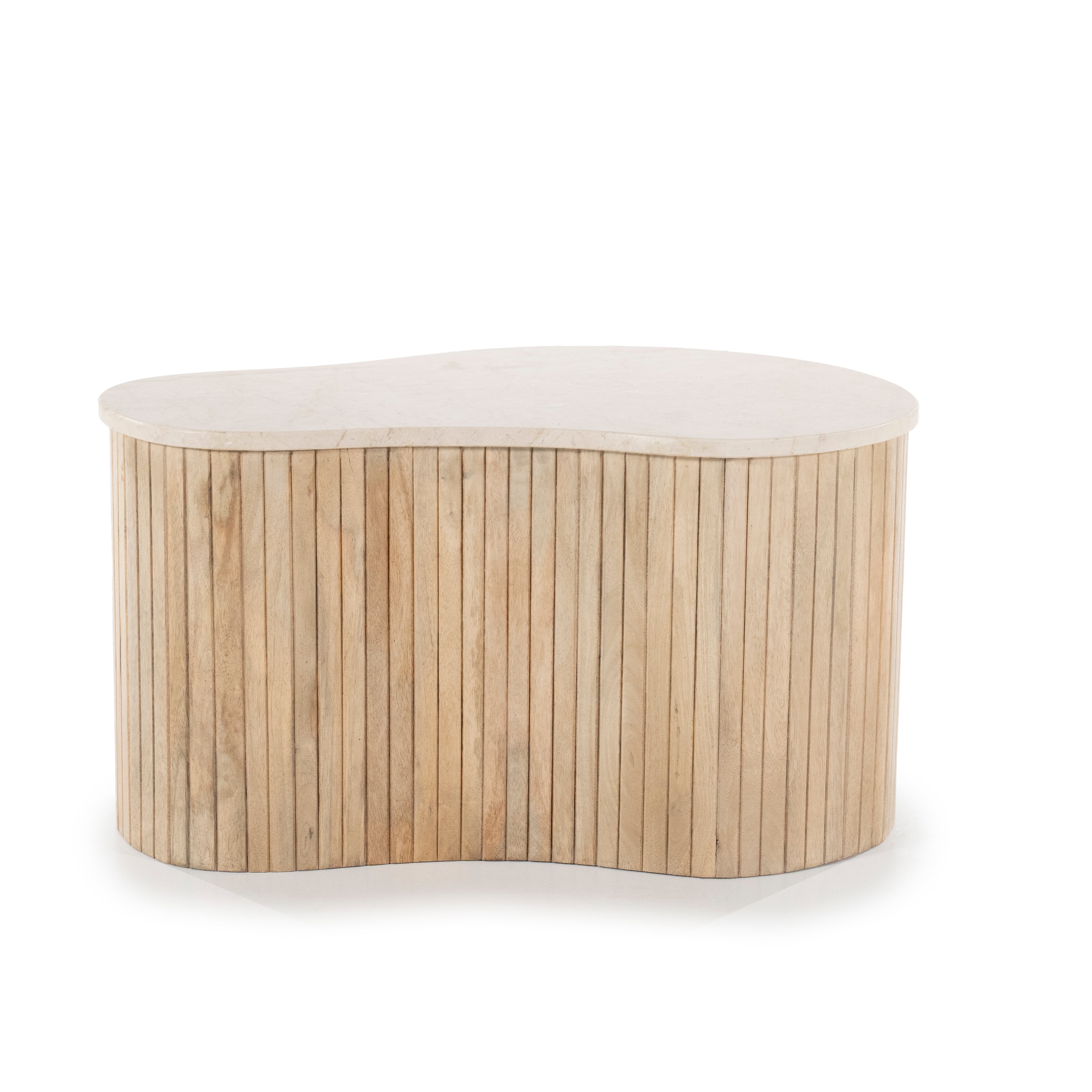 KIRA coffee table made of mango wood with a marble top