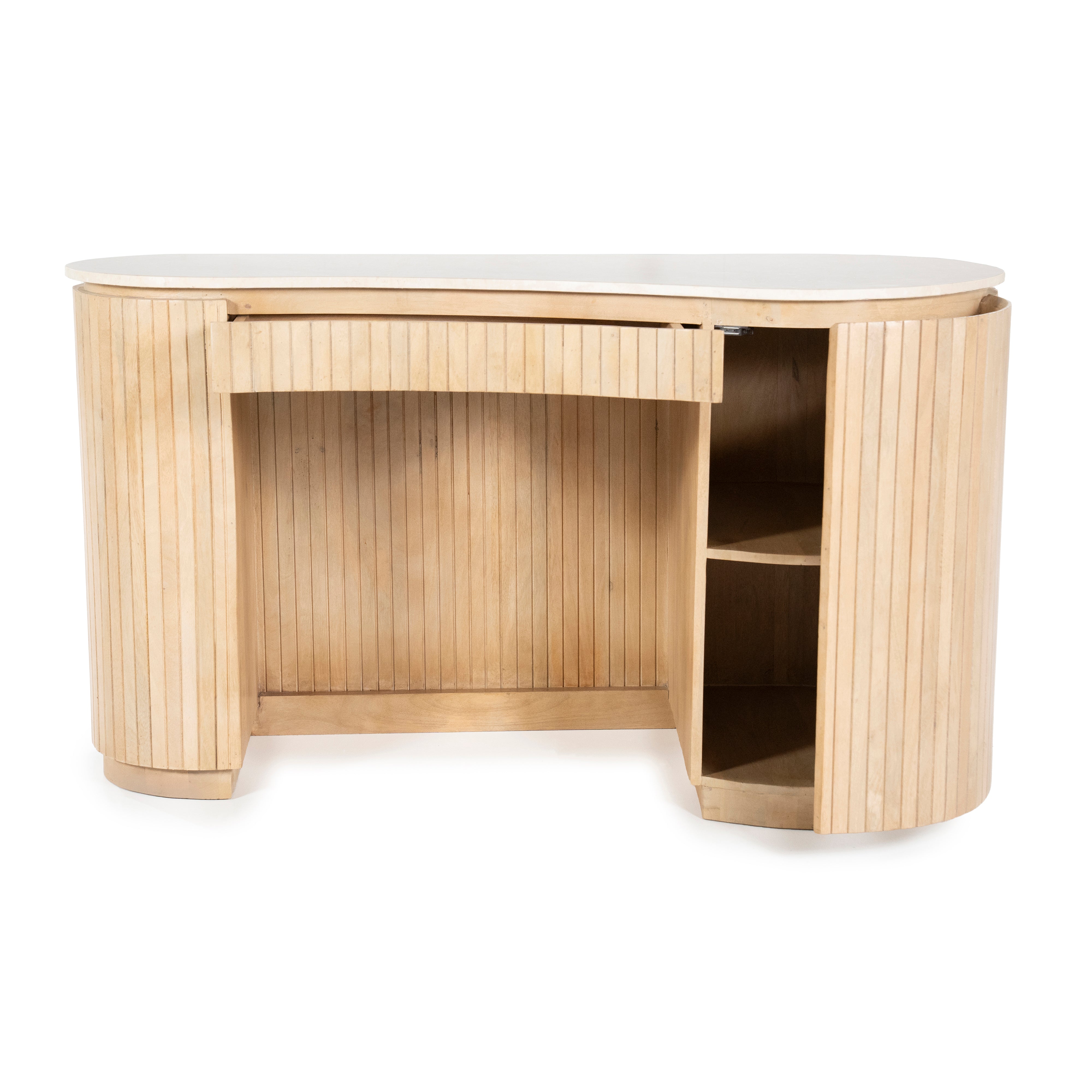 Biurko KIRA drewno mango z marmurowym blatem