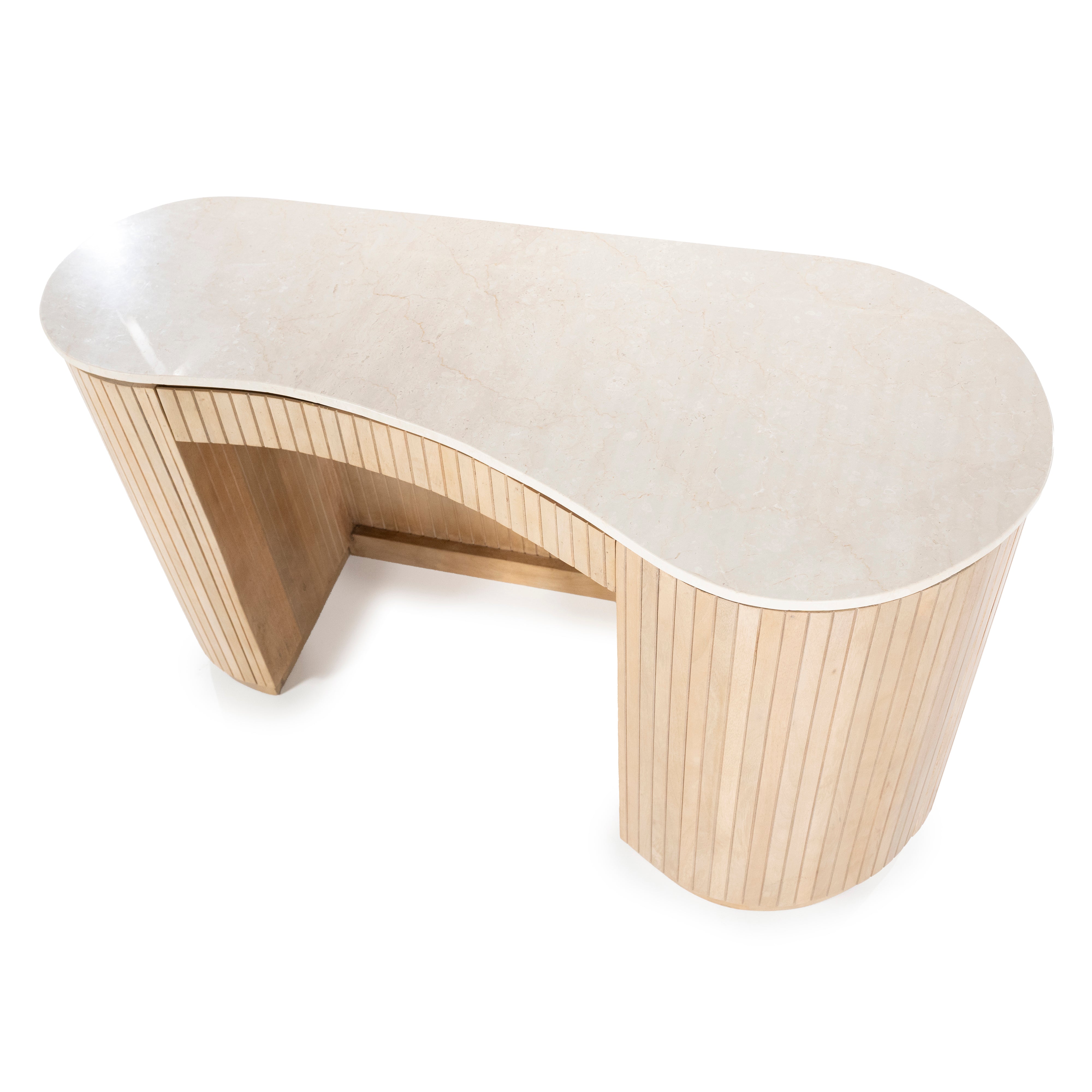 Biurko KIRA drewno mango z marmurowym blatem