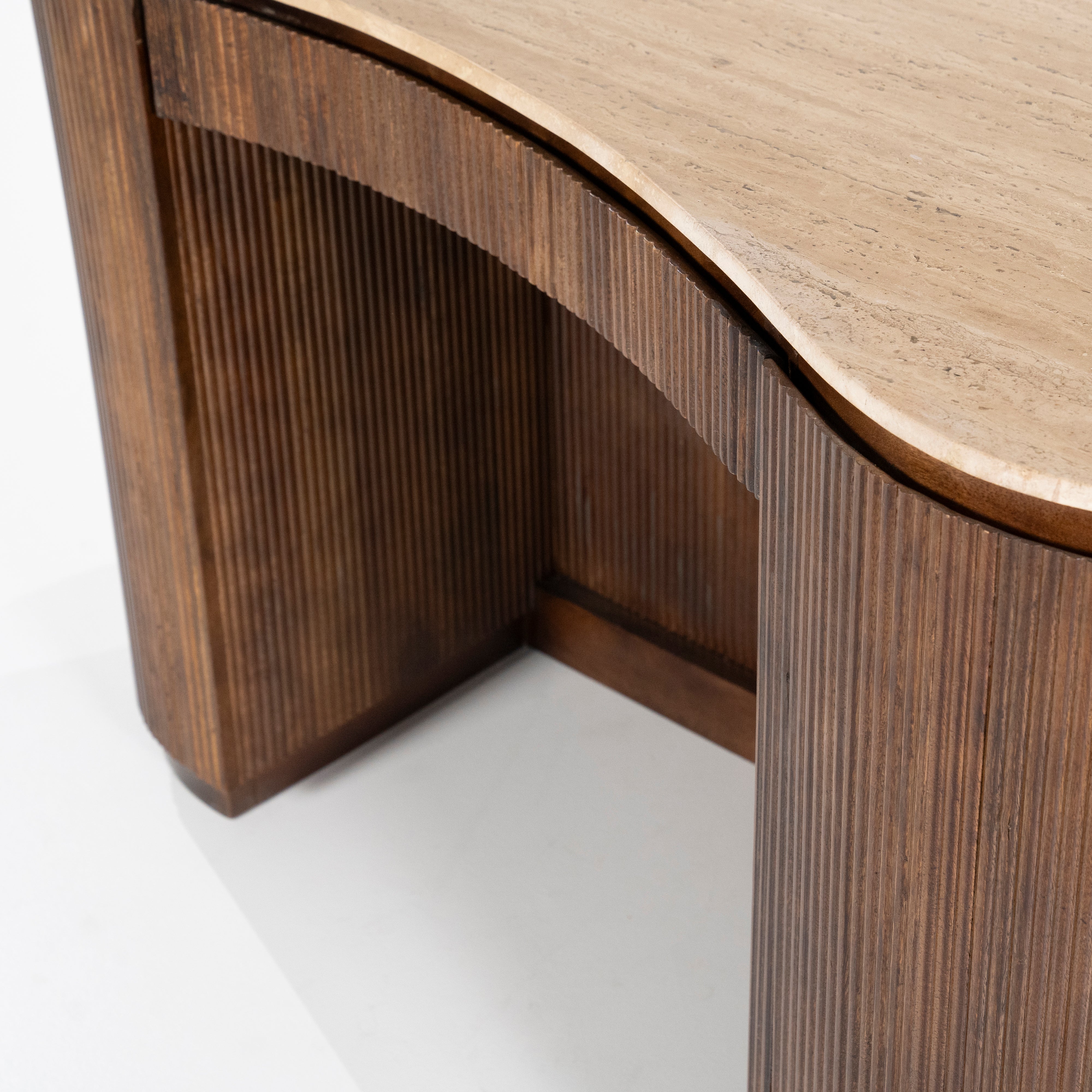 MARI desk made of mango wood with a travertine top