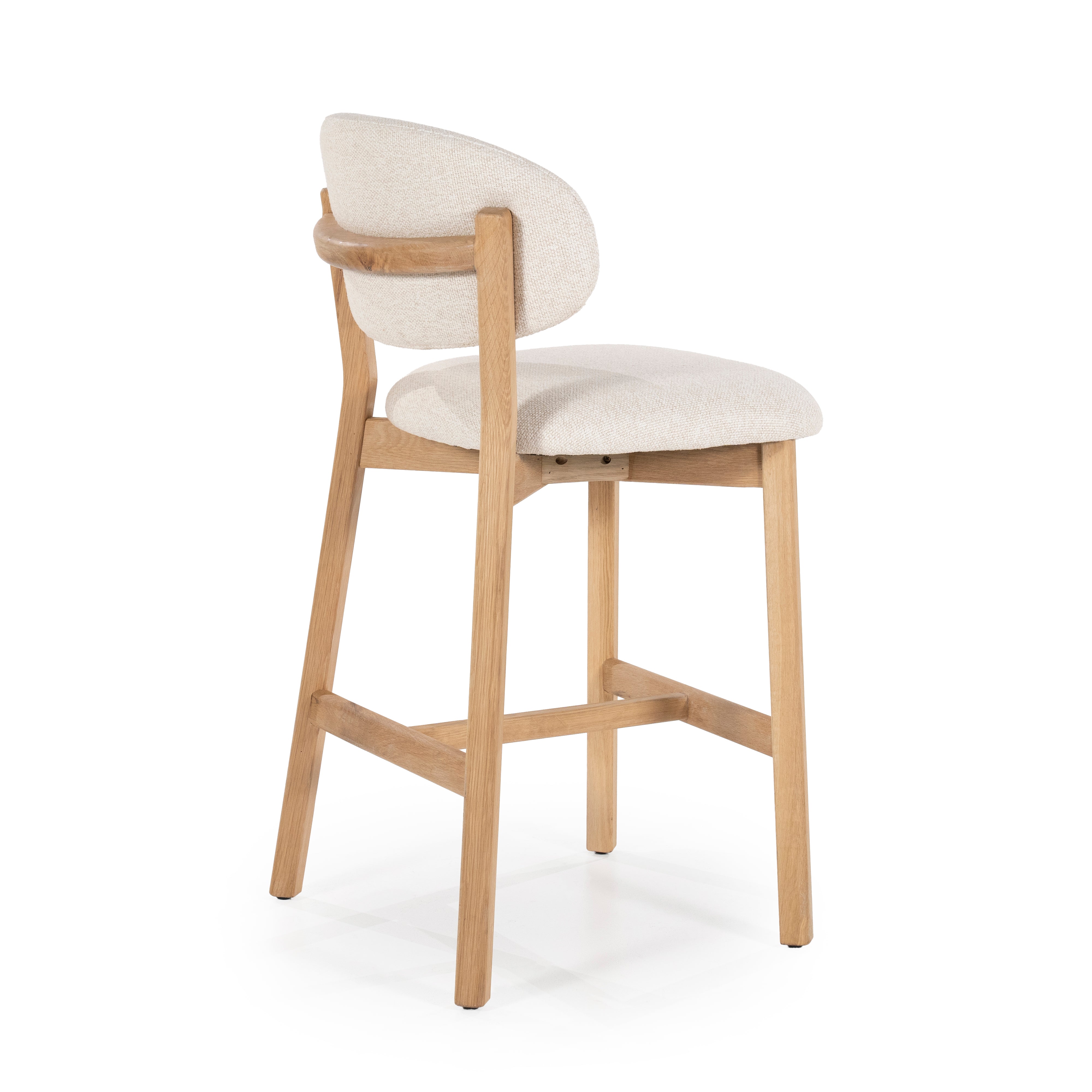MIKKY Beige Stool with Oak Base