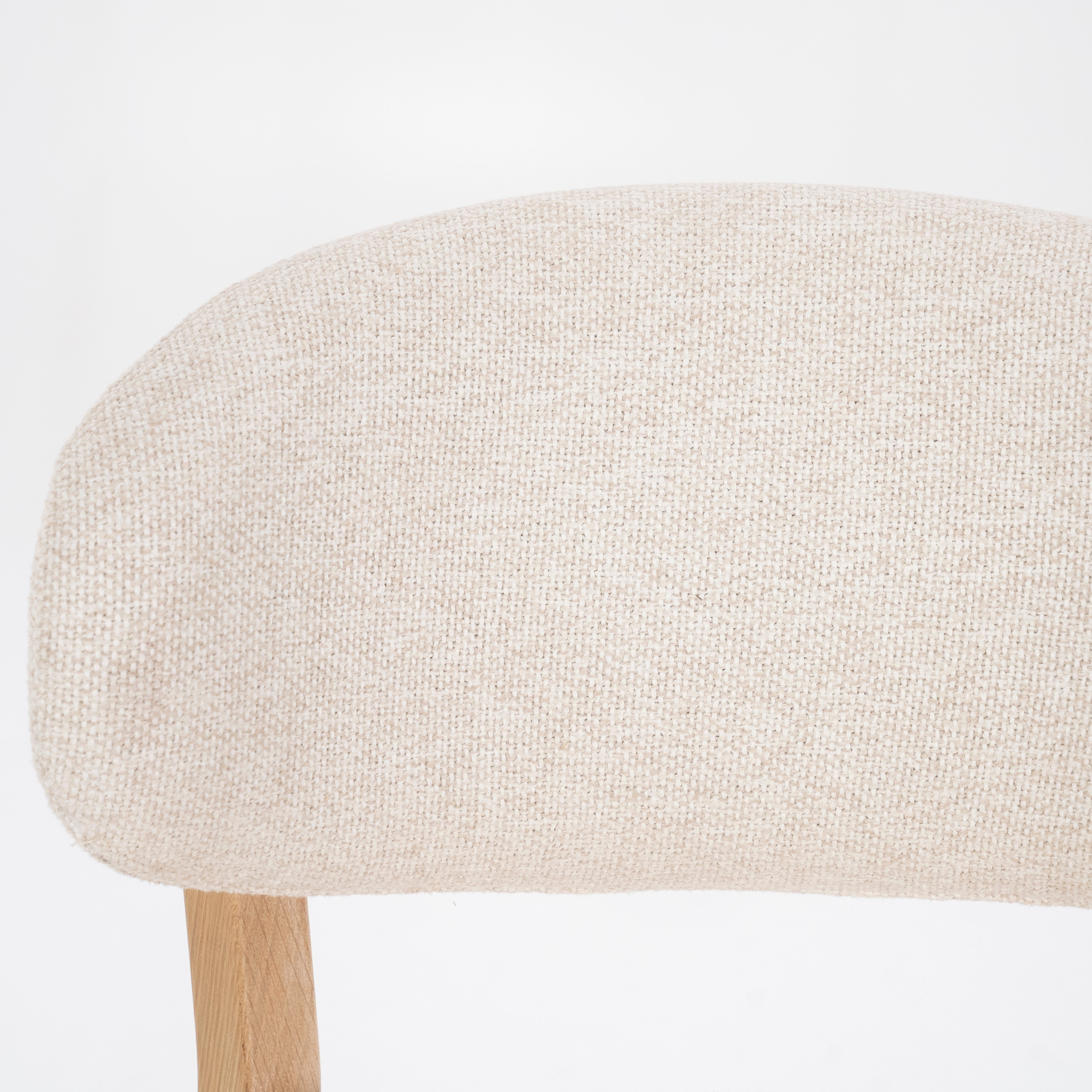 MIKKY Beige Stool with Oak Base