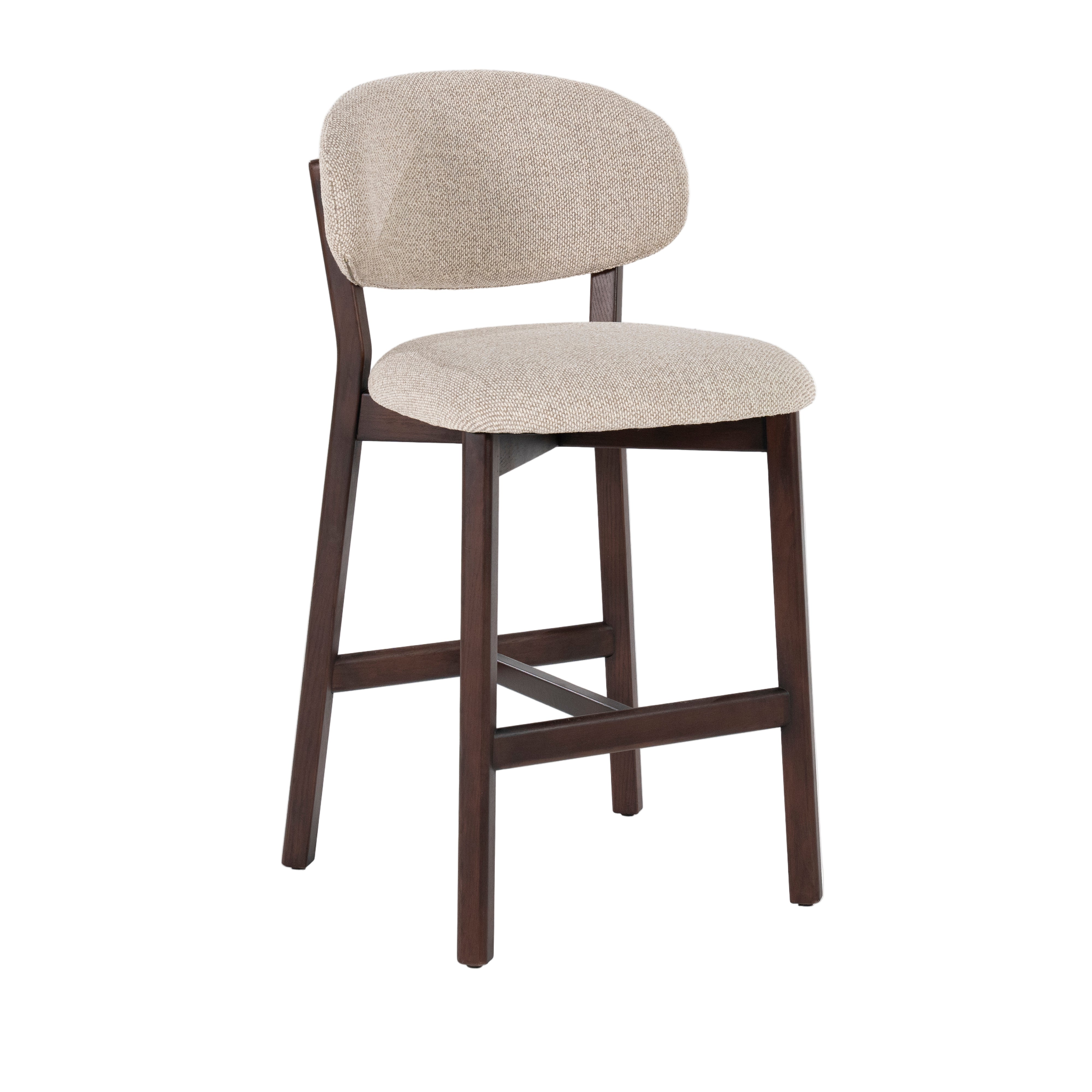 MIKKY taupe stool with a dark oak base