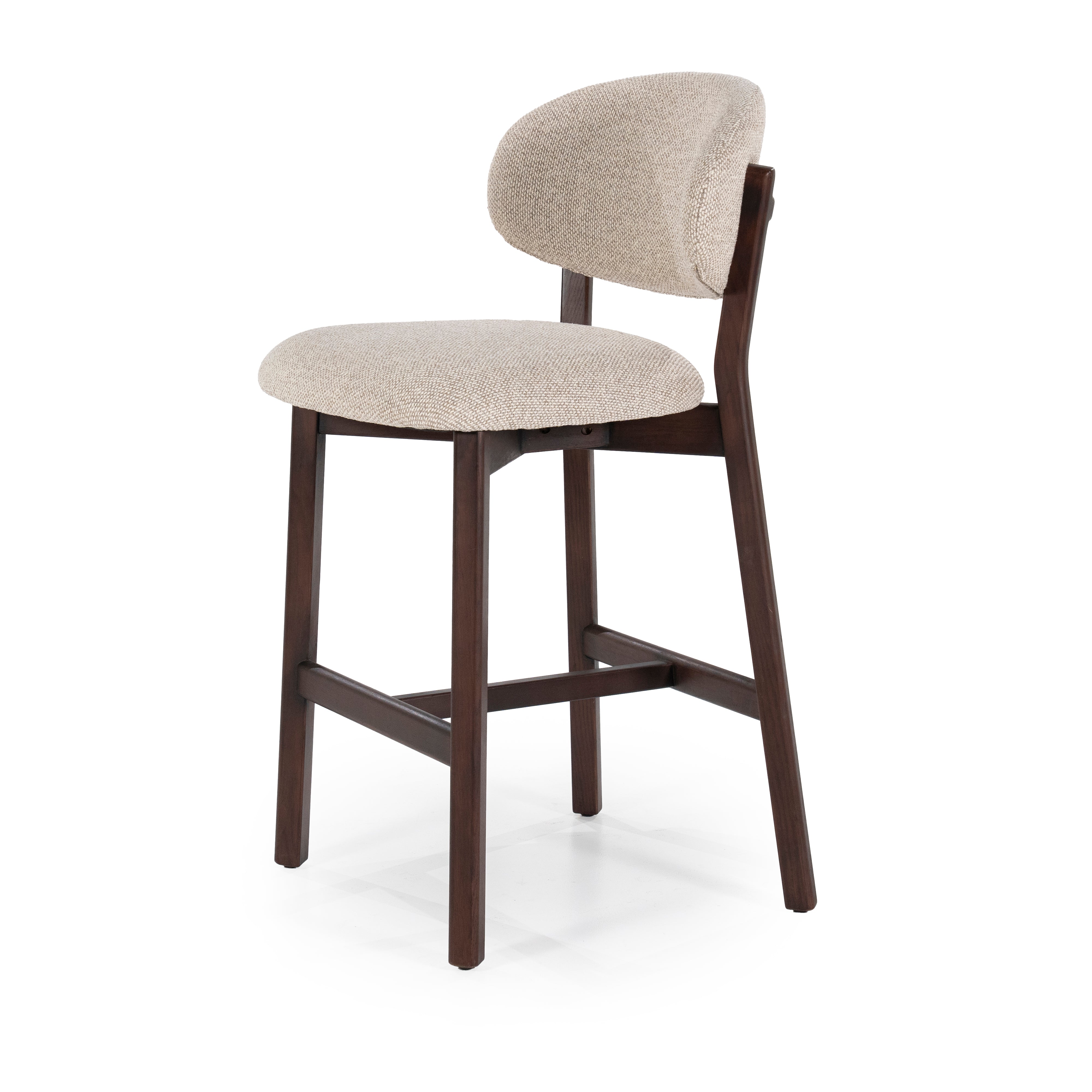 MIKKY taupe stool with a dark oak base