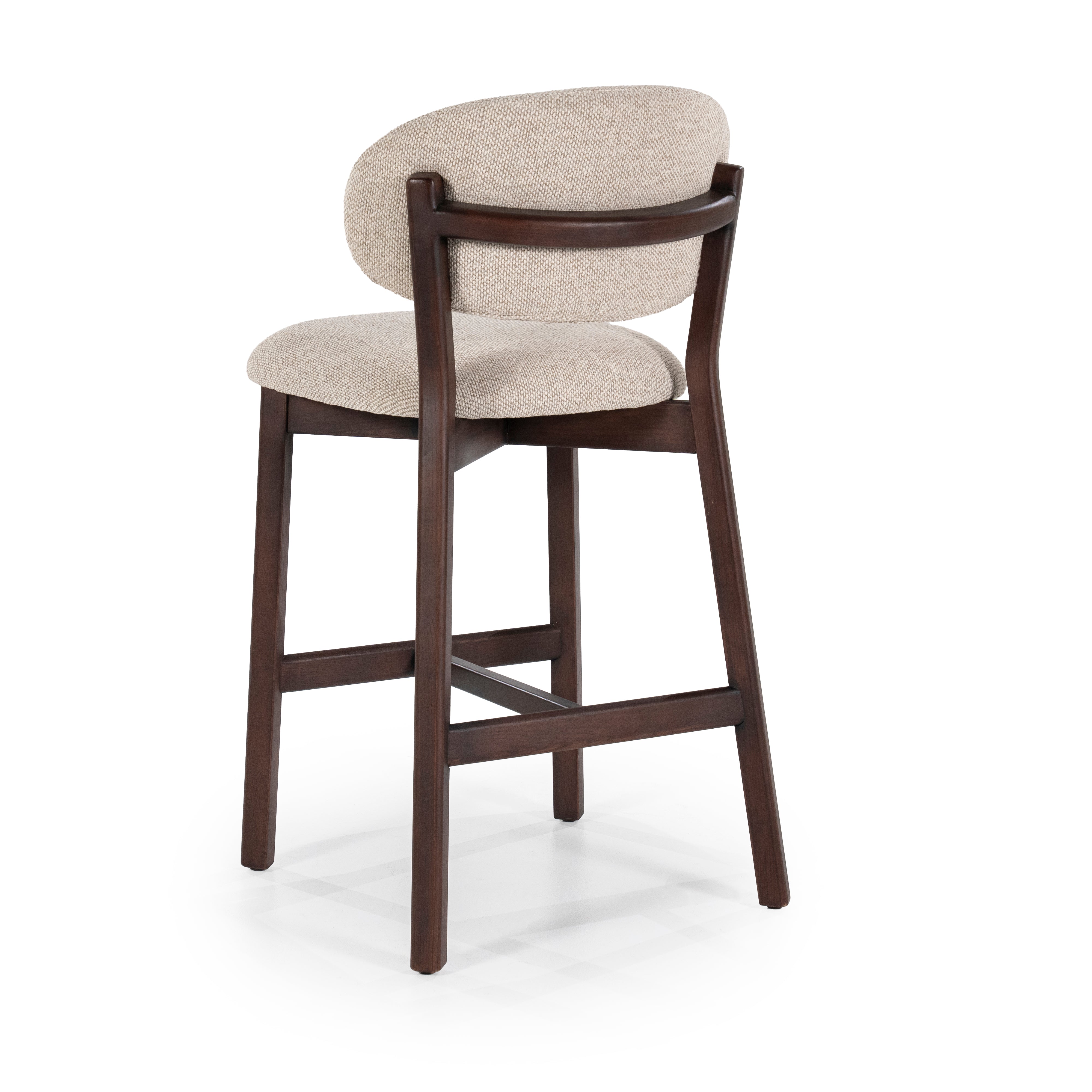 MIKKY taupe stool with a dark oak base