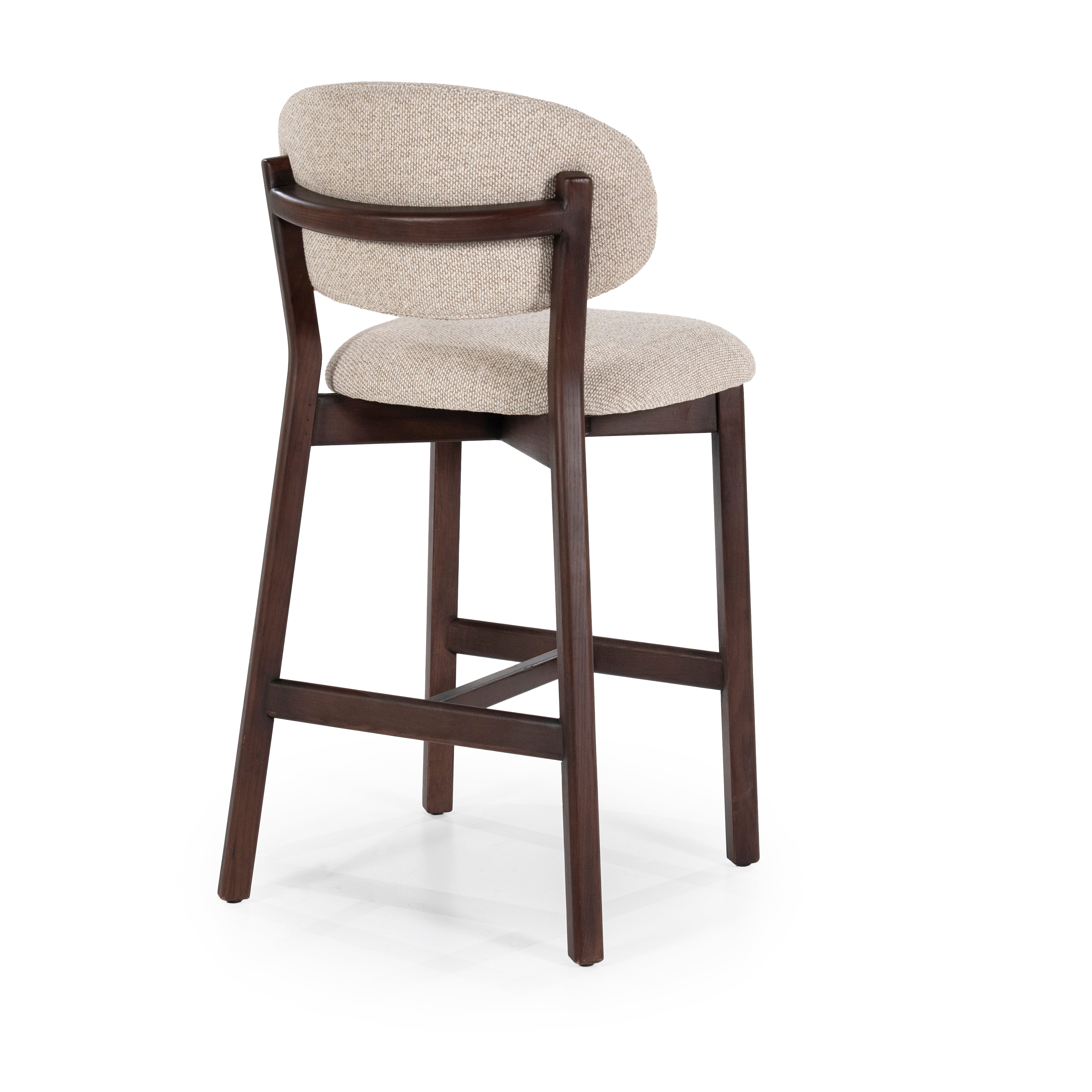 MIKKY taupe stool with a dark oak base