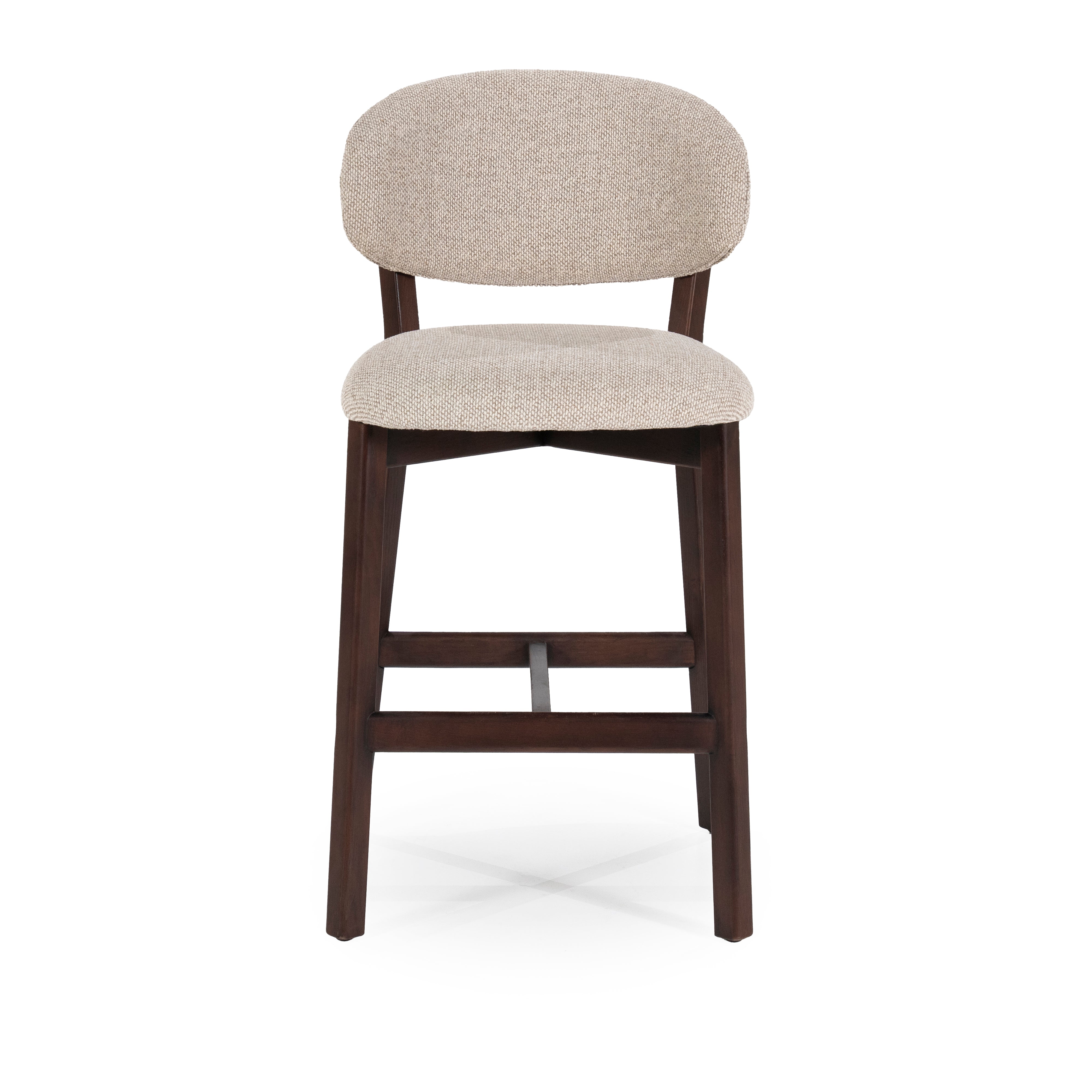 MIKKY taupe stool with a dark oak base