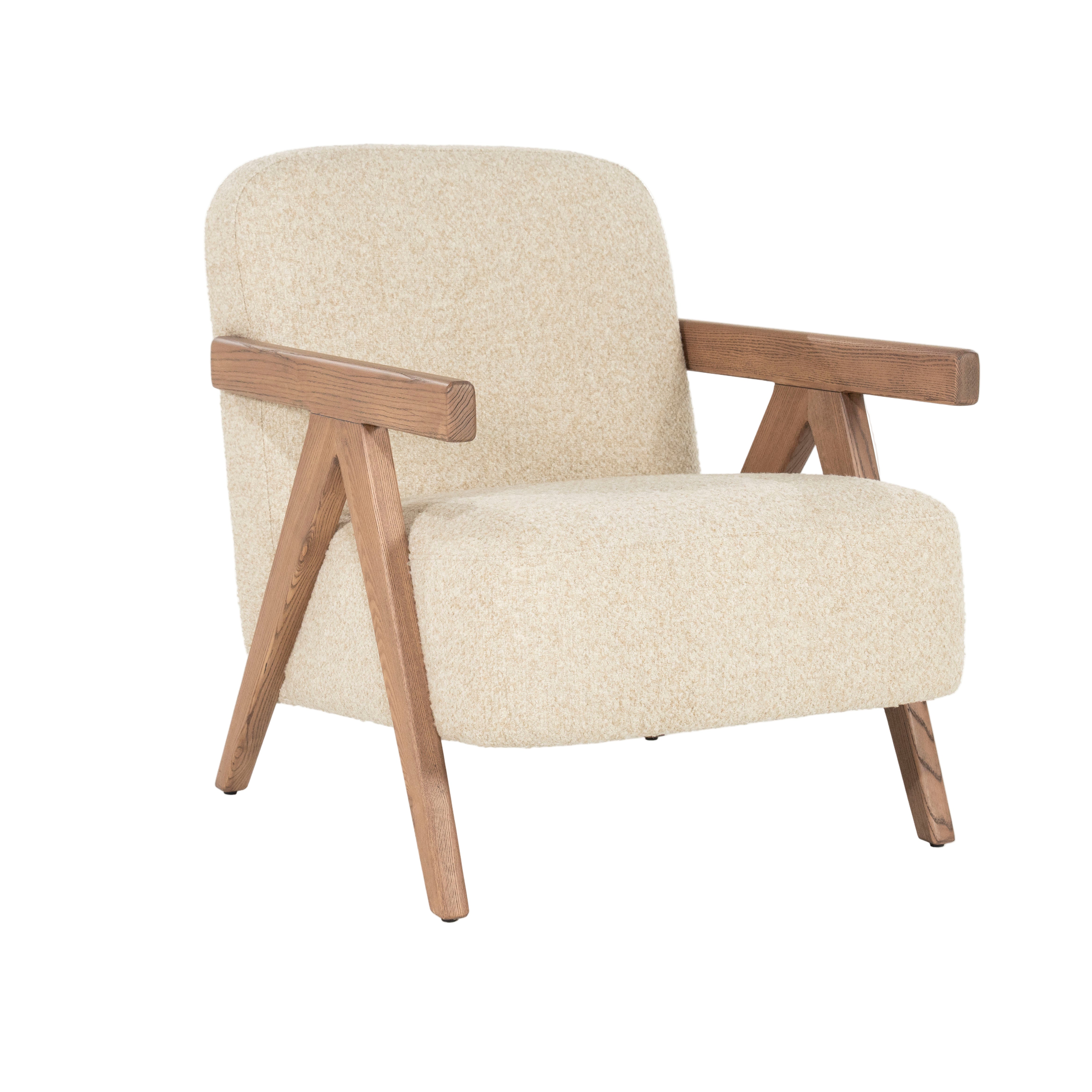 Sessel FRANCIS beige mit Holzgestell