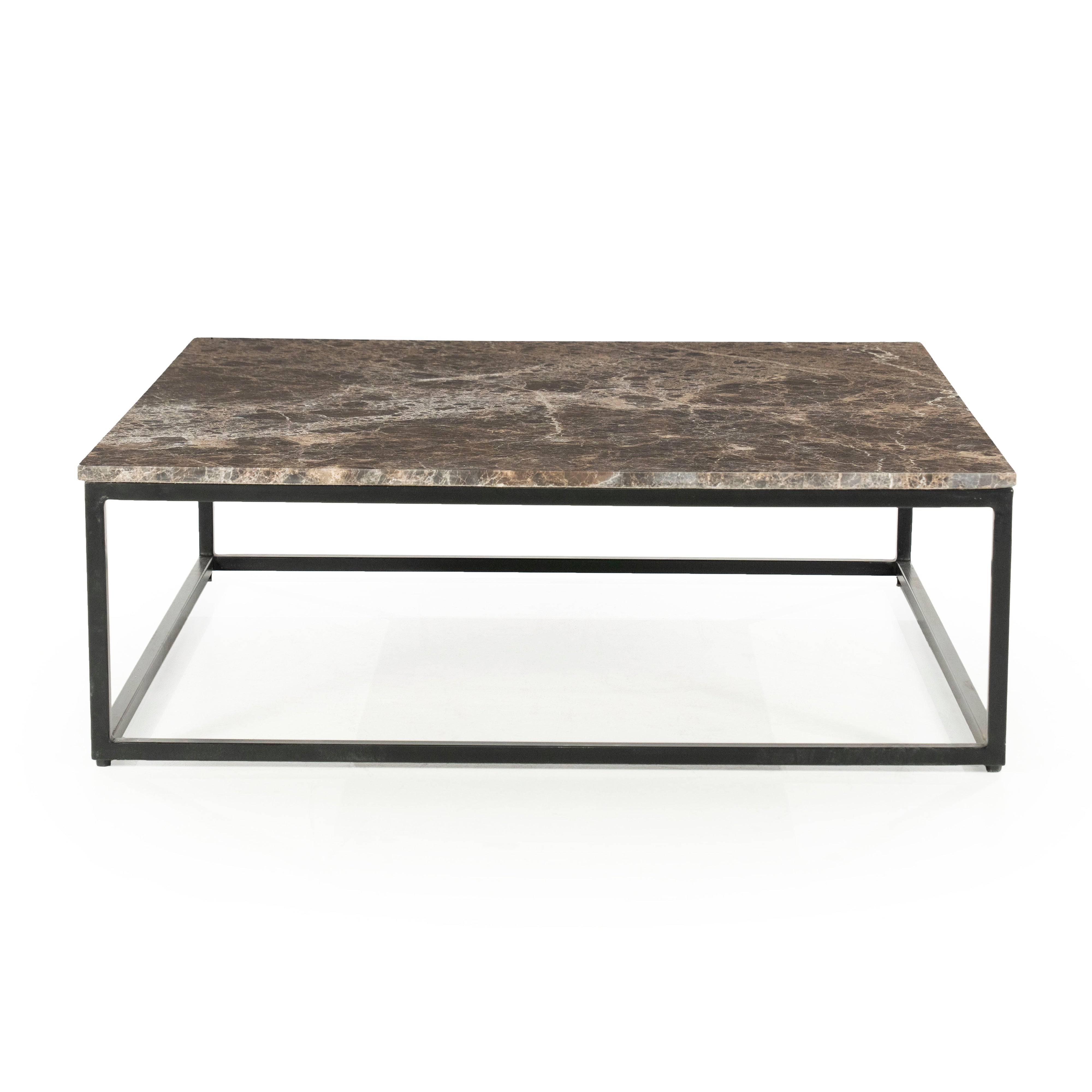 RICO dark brown marble coffee table with a metal base
