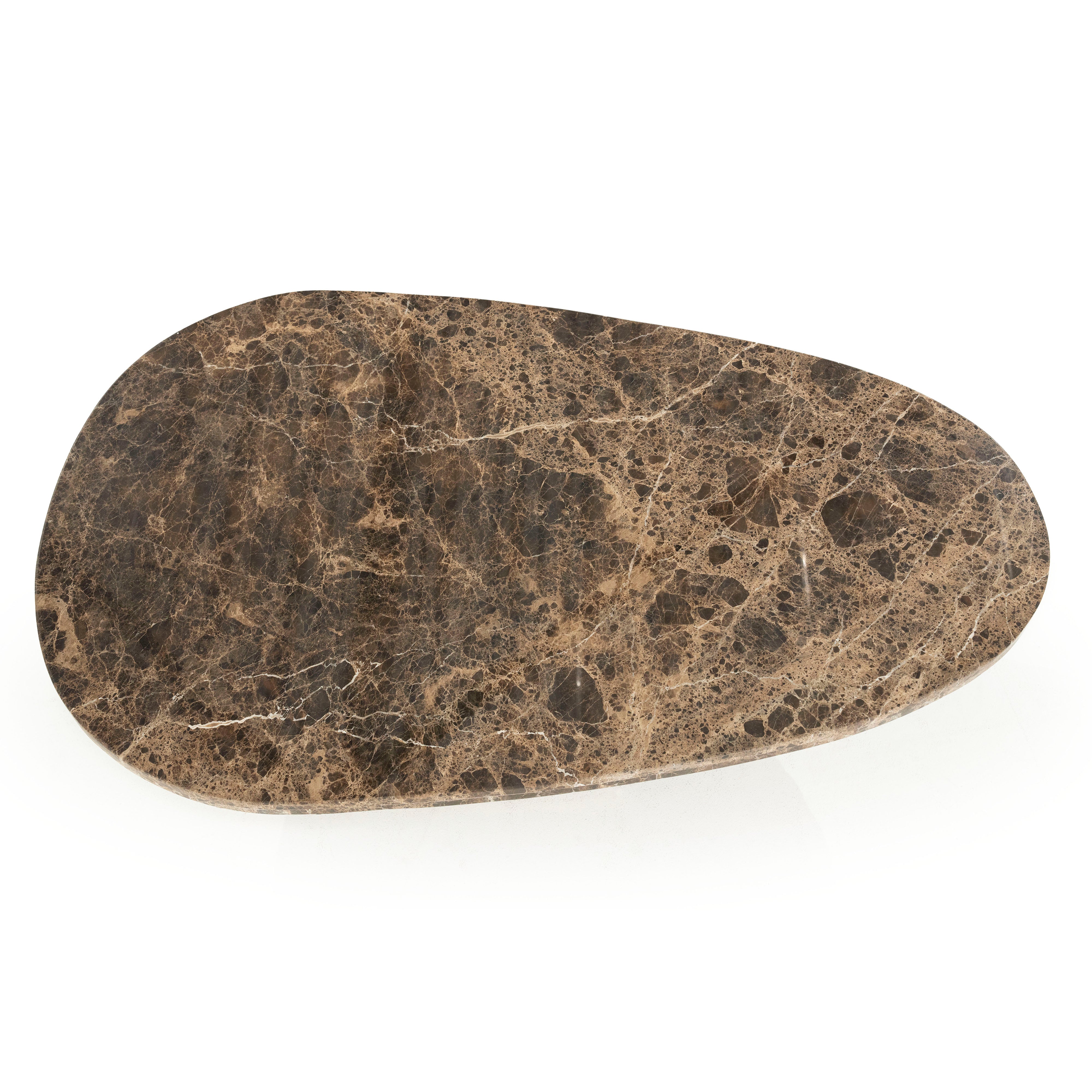 BRADLEY dark brown marble coffee table with a wooden base