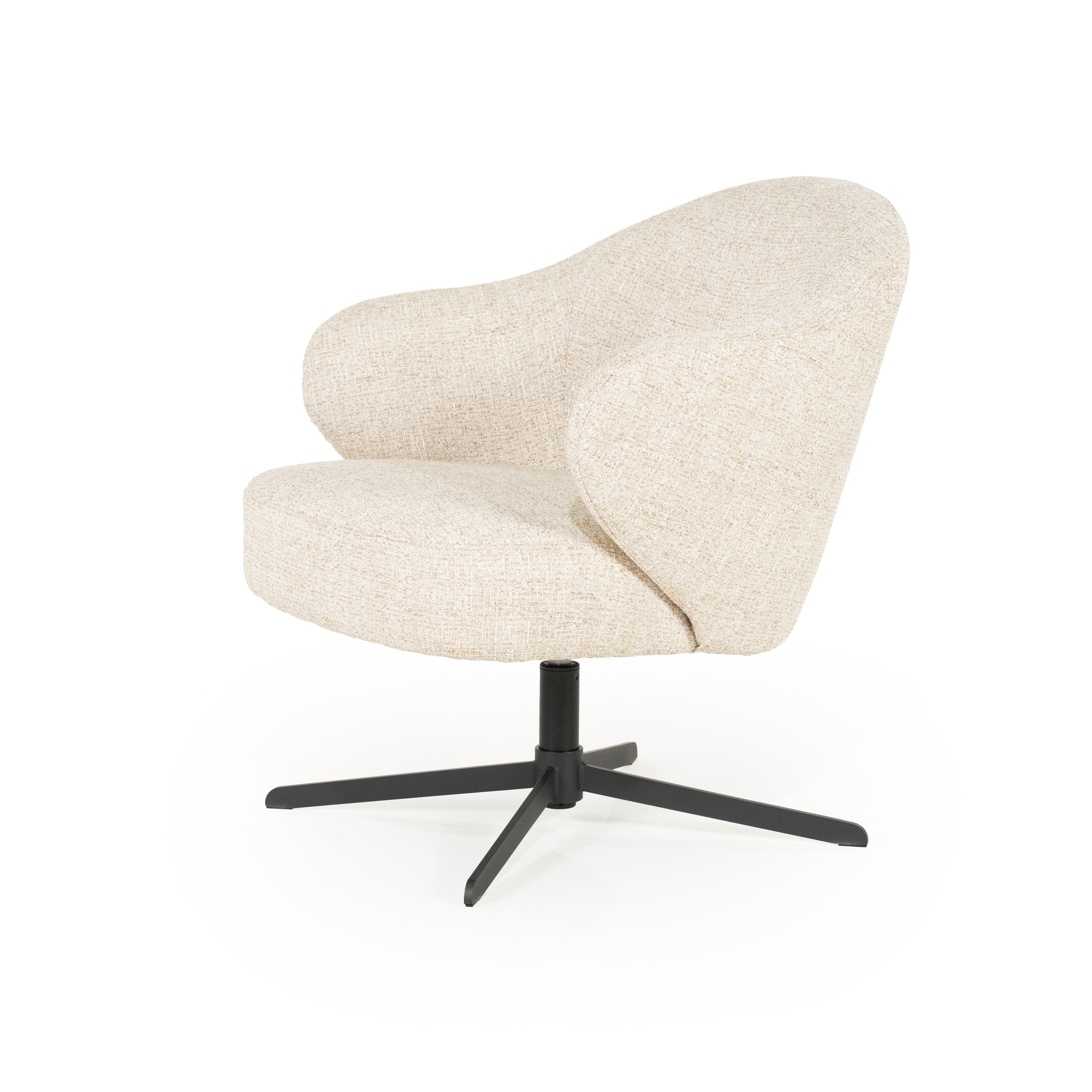 CONNOR light beige swivel armchair with black base