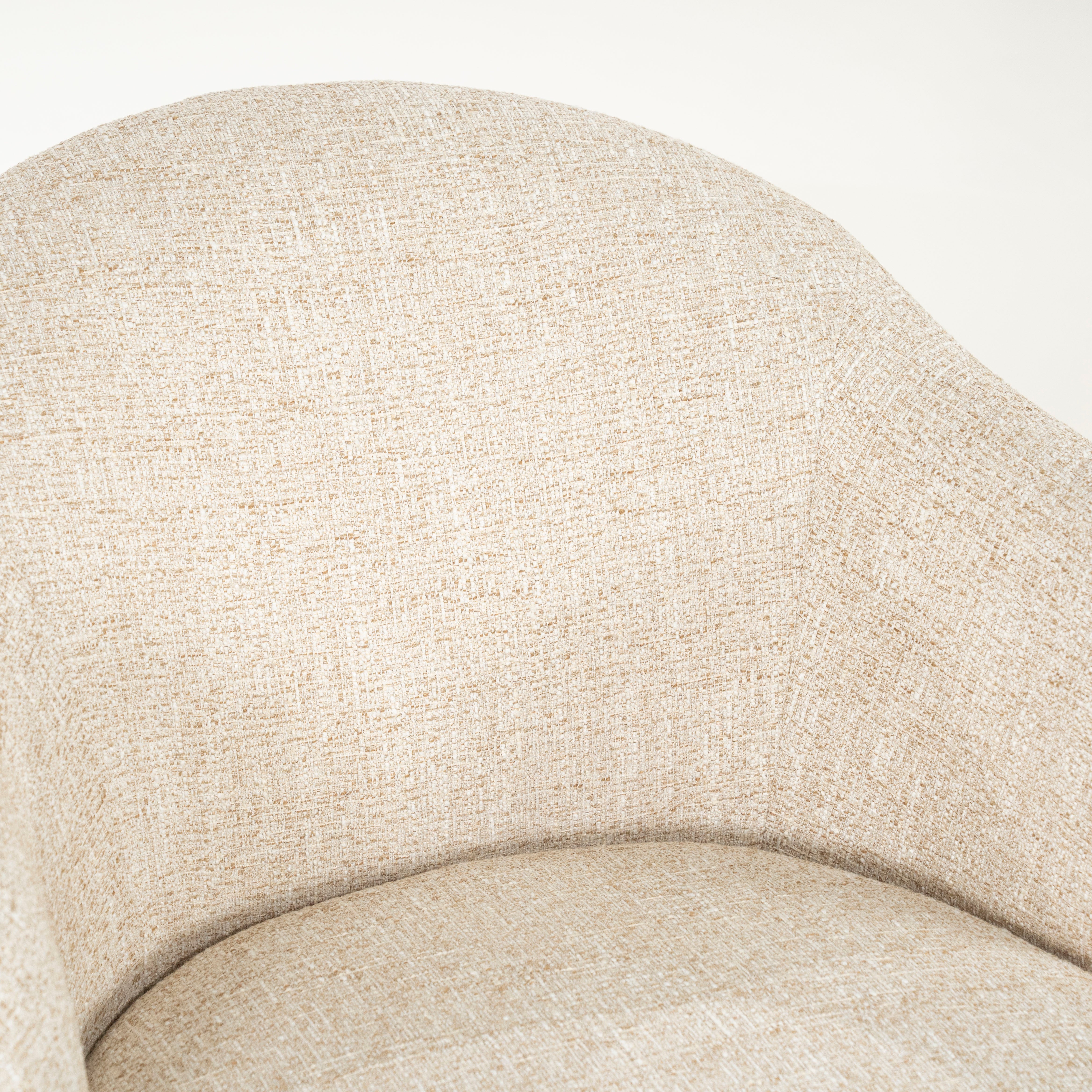 CONNOR light beige swivel armchair with black base