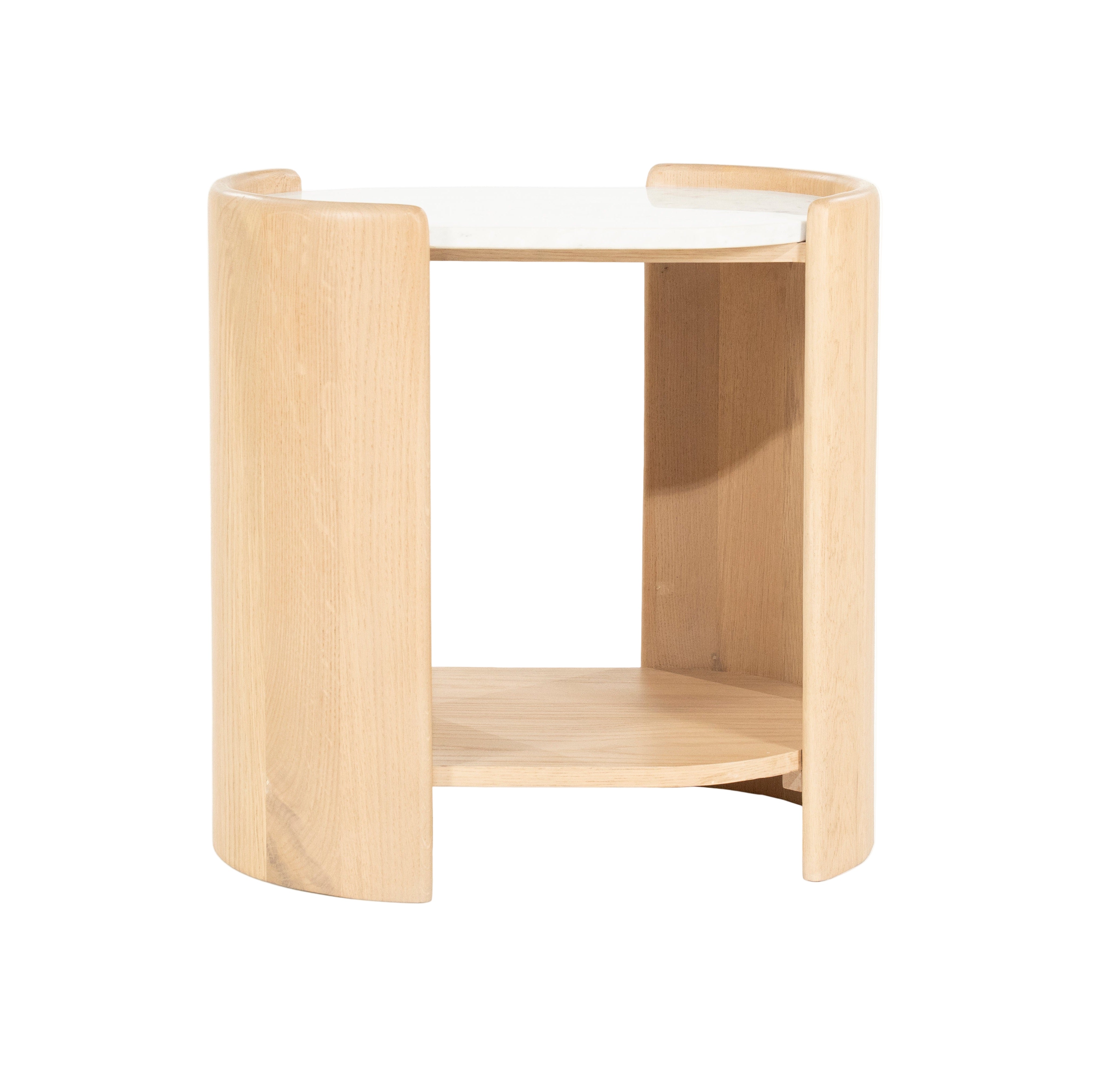 Stolik boczny DON drewno dębowe z marmurowym blatem