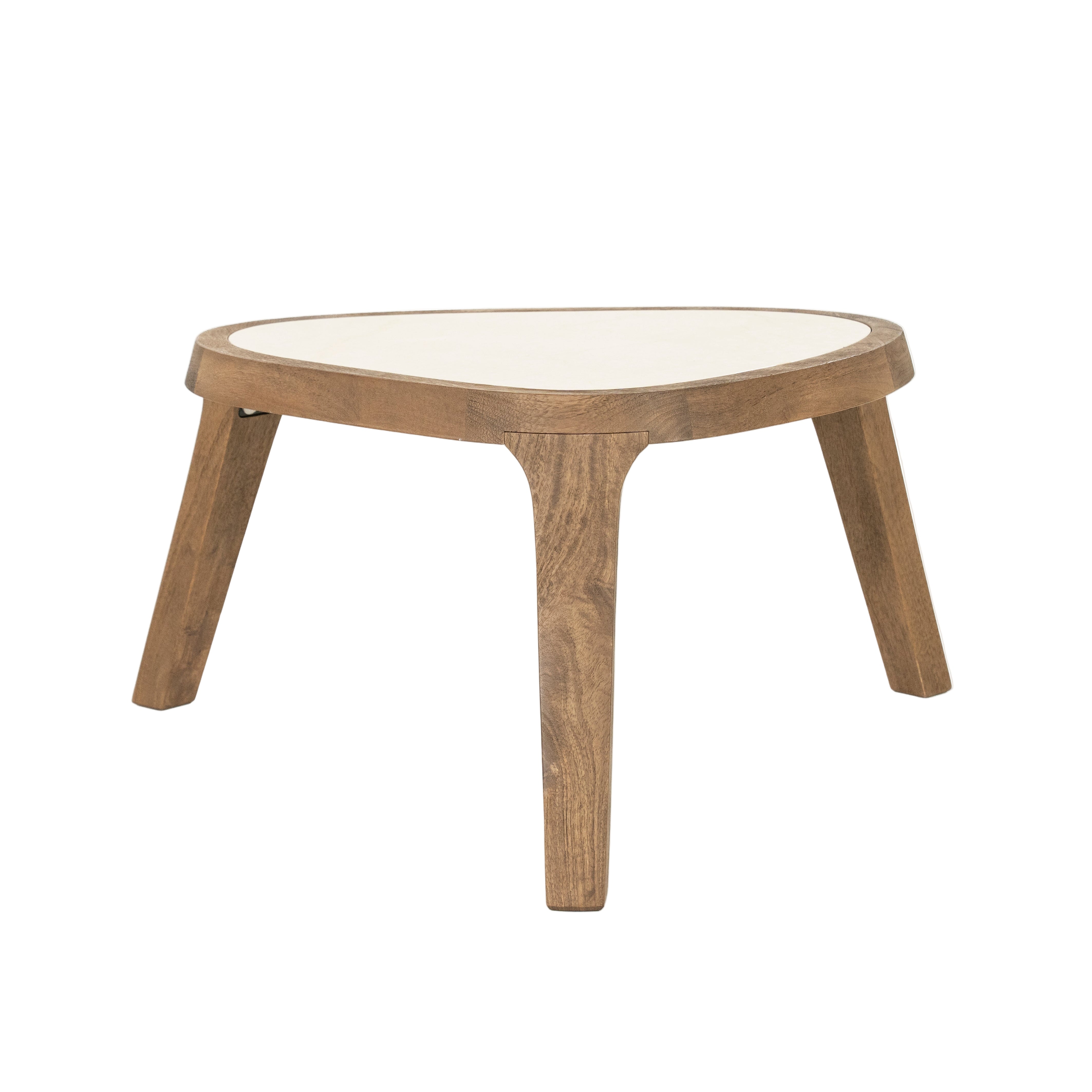 Kaffeetisch FRED cremefarbener Marmor mit Holzgestell