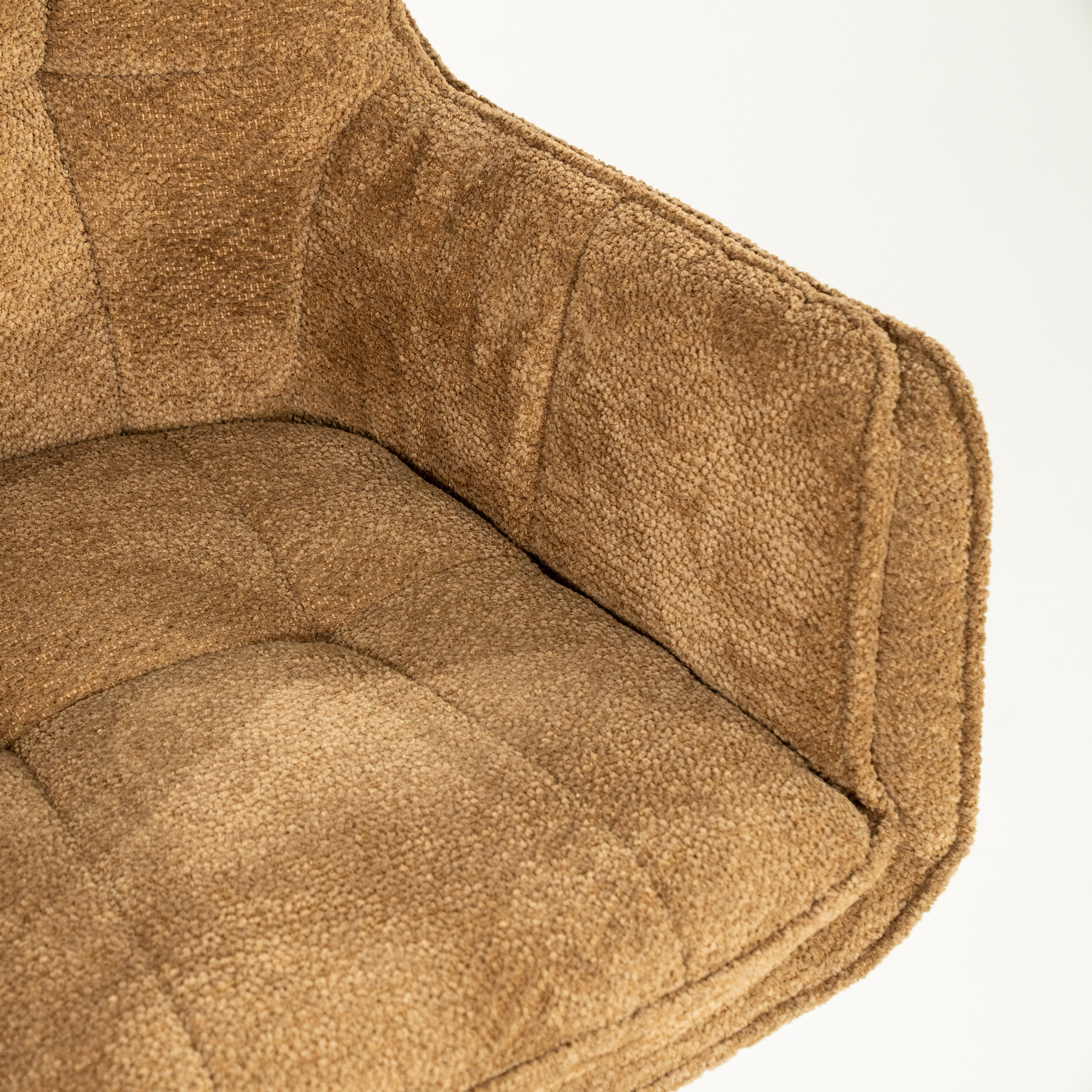 HUGO mustard swivel chair with dark brown base