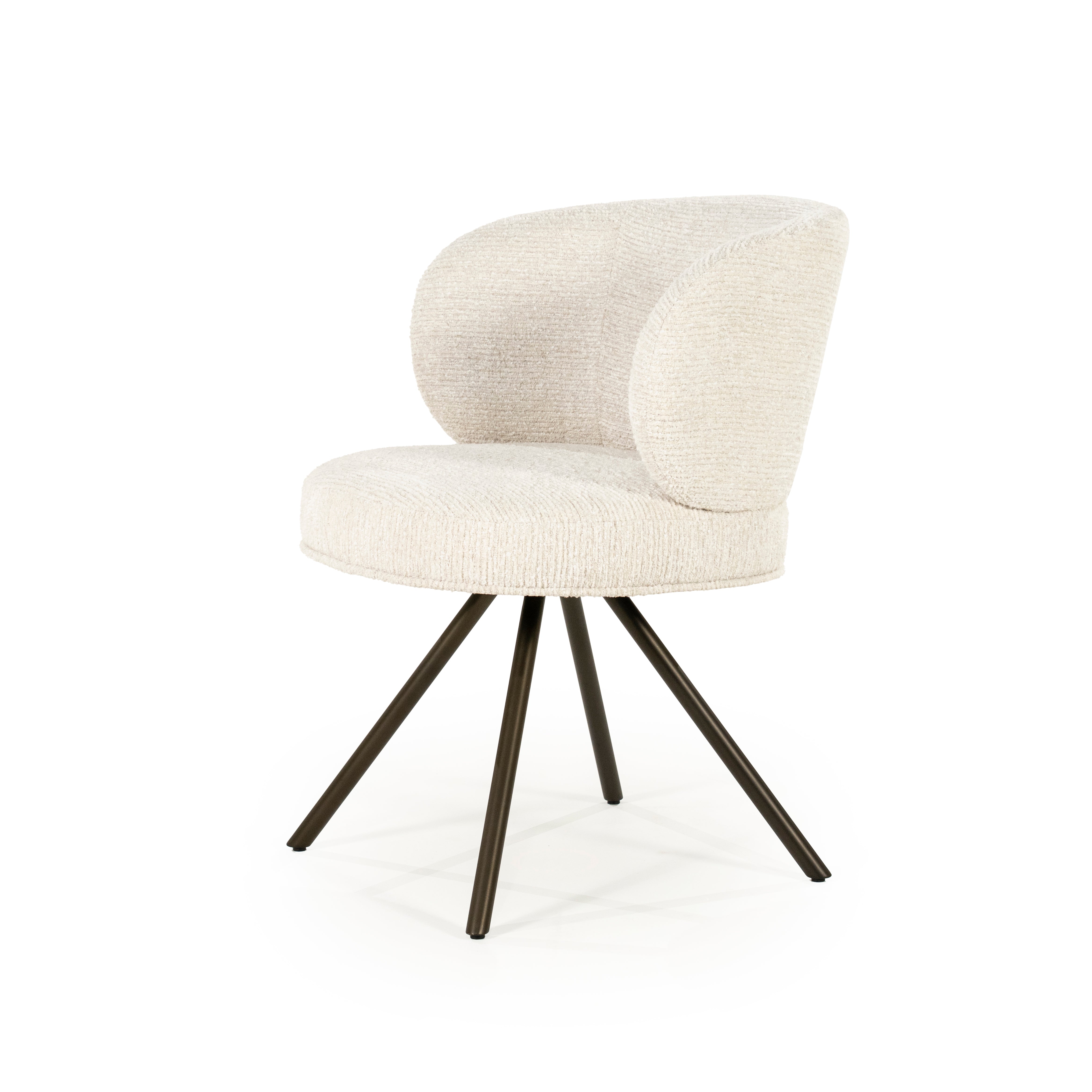 JAYSON Beige Swivel Chair with Dark Brown Base