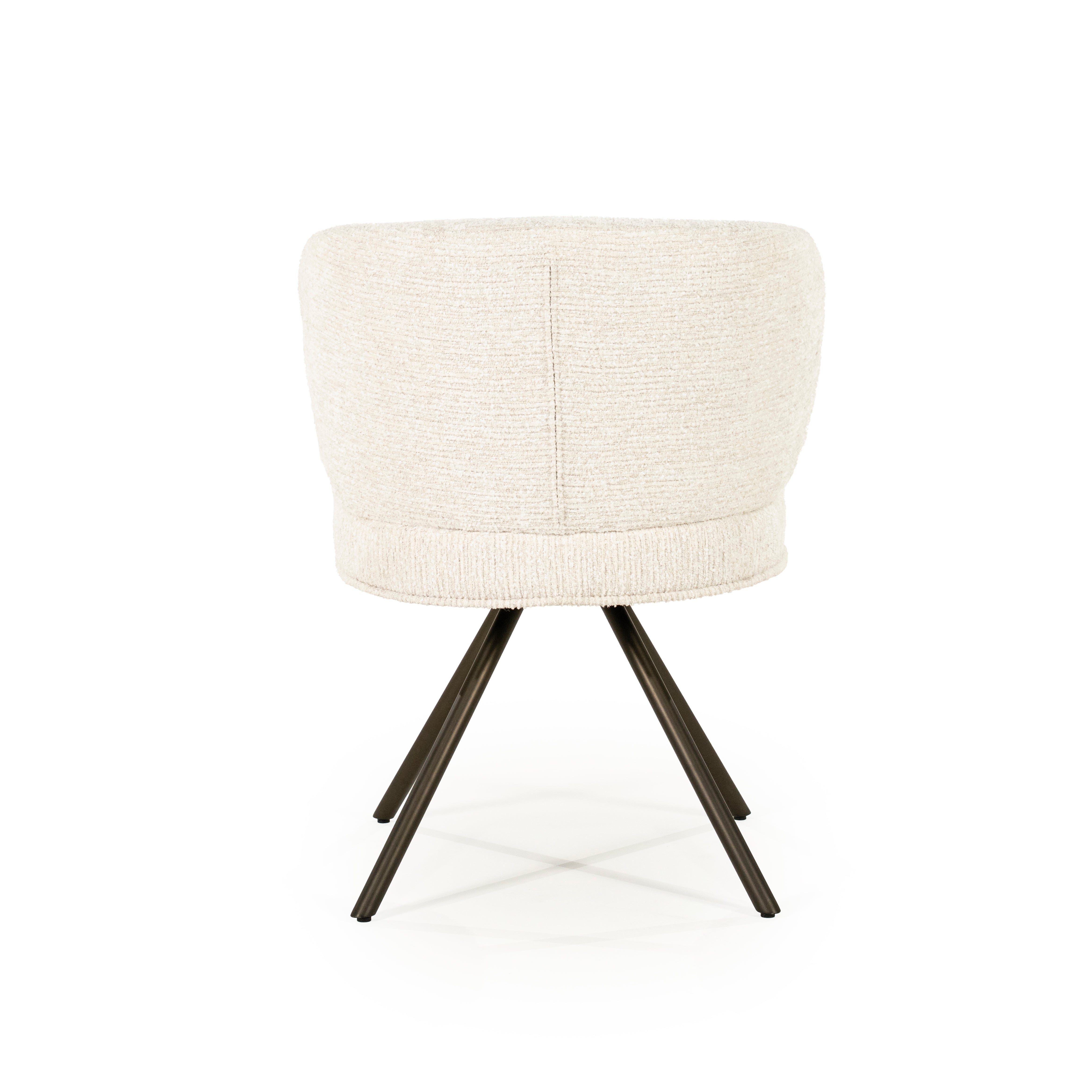 JAYSON Beige Swivel Chair with Dark Brown Base
