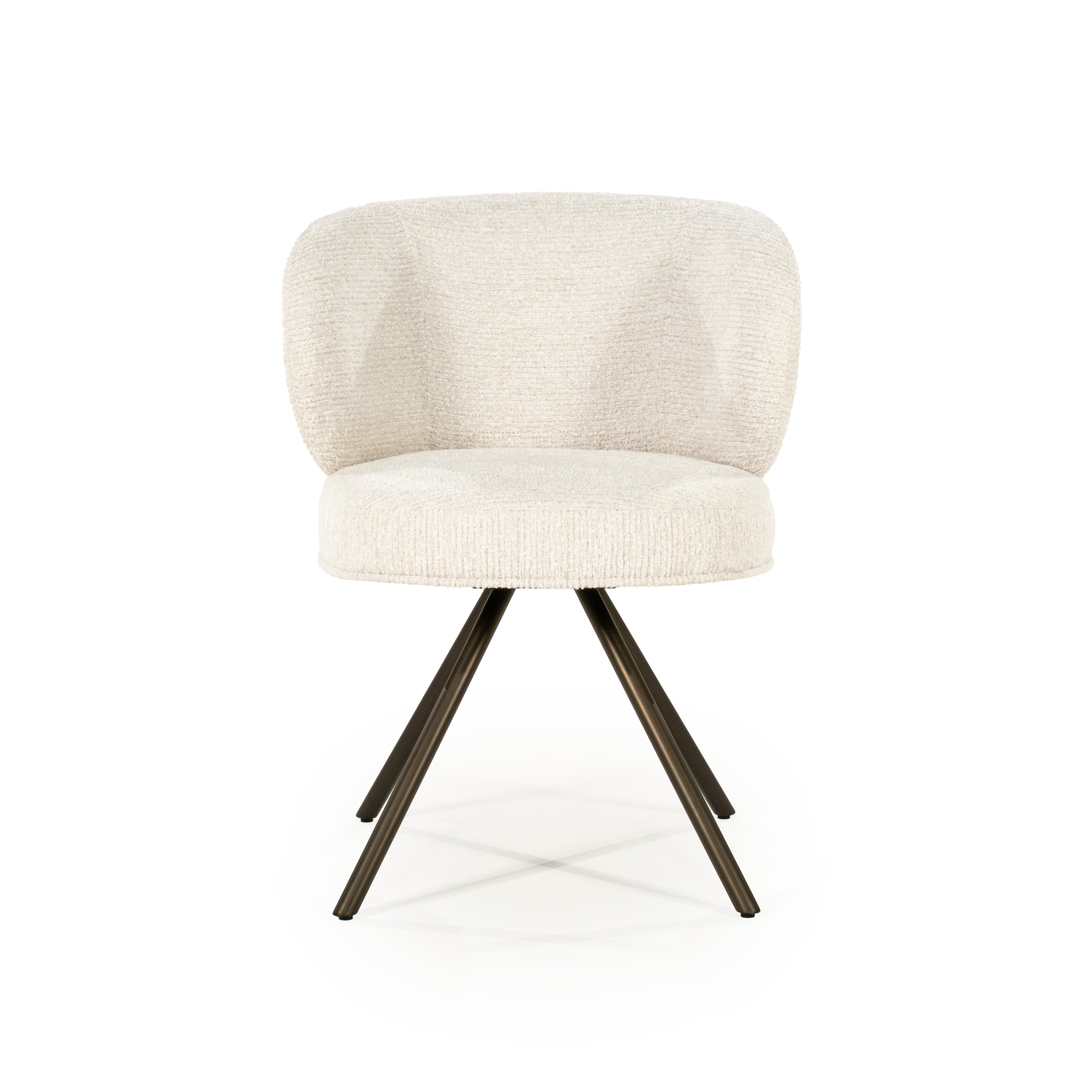 JAYSON Beige Swivel Chair with Dark Brown Base