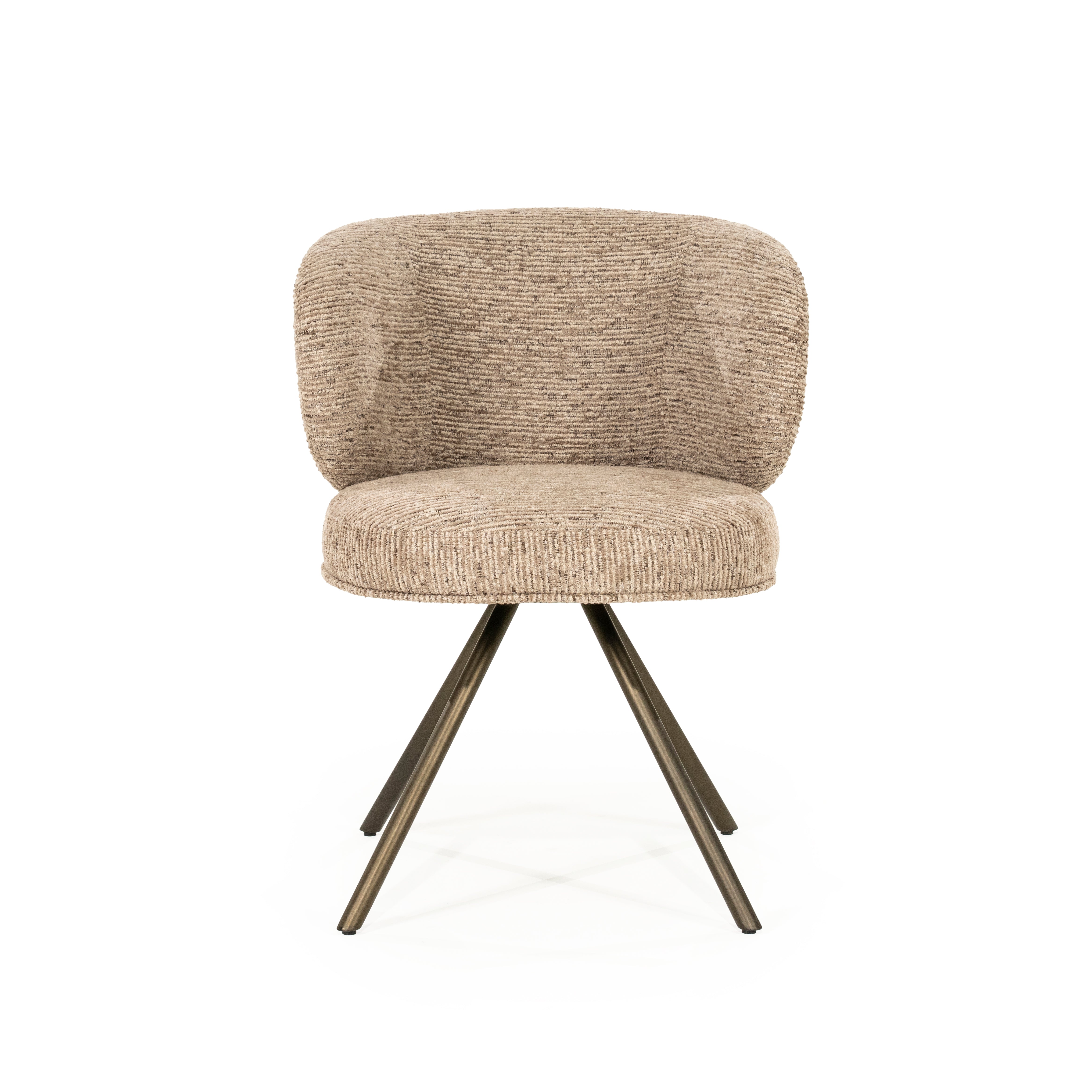 JAYSON taupe swivel chair with dark brown base