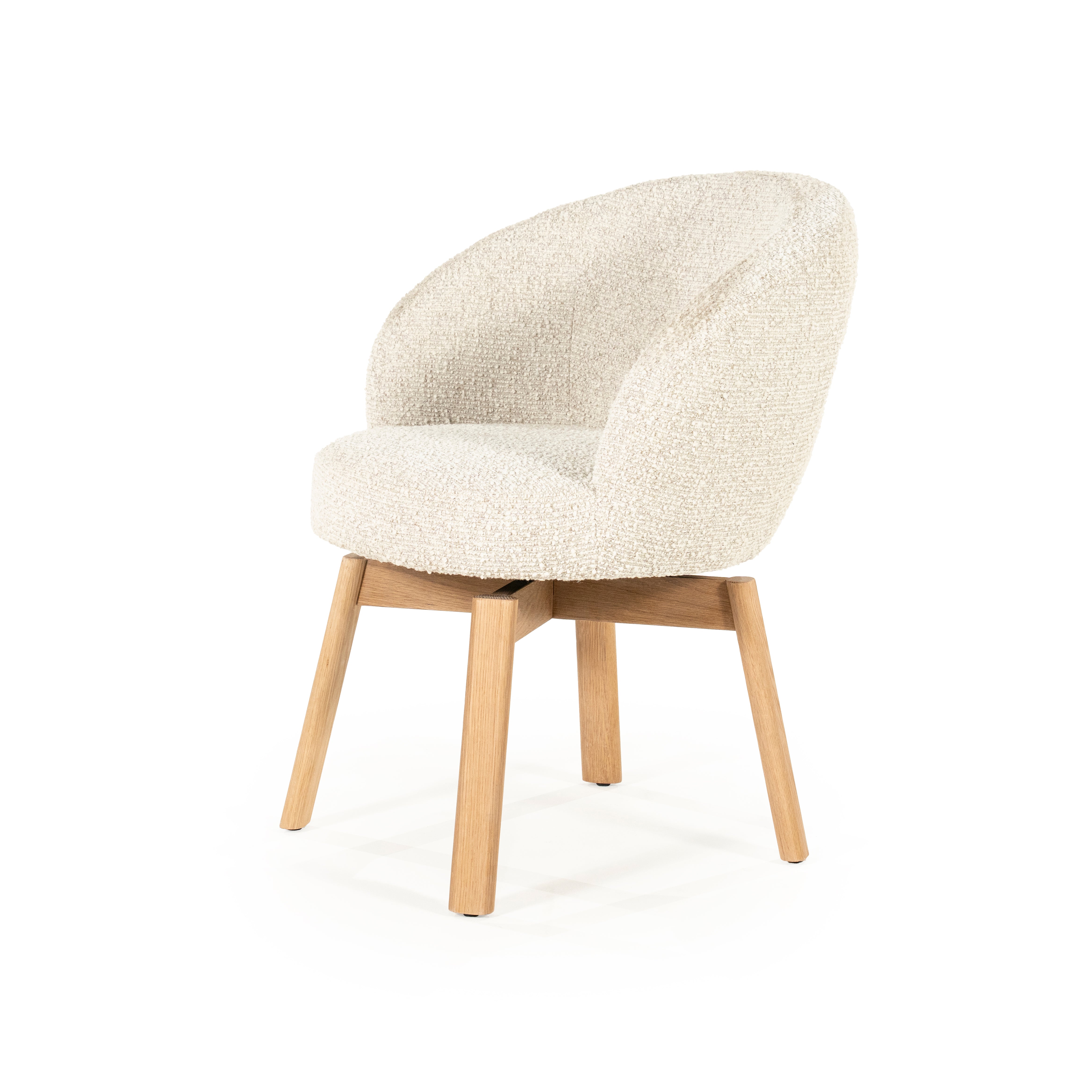 LIVIA cream swivel chair with wooden base