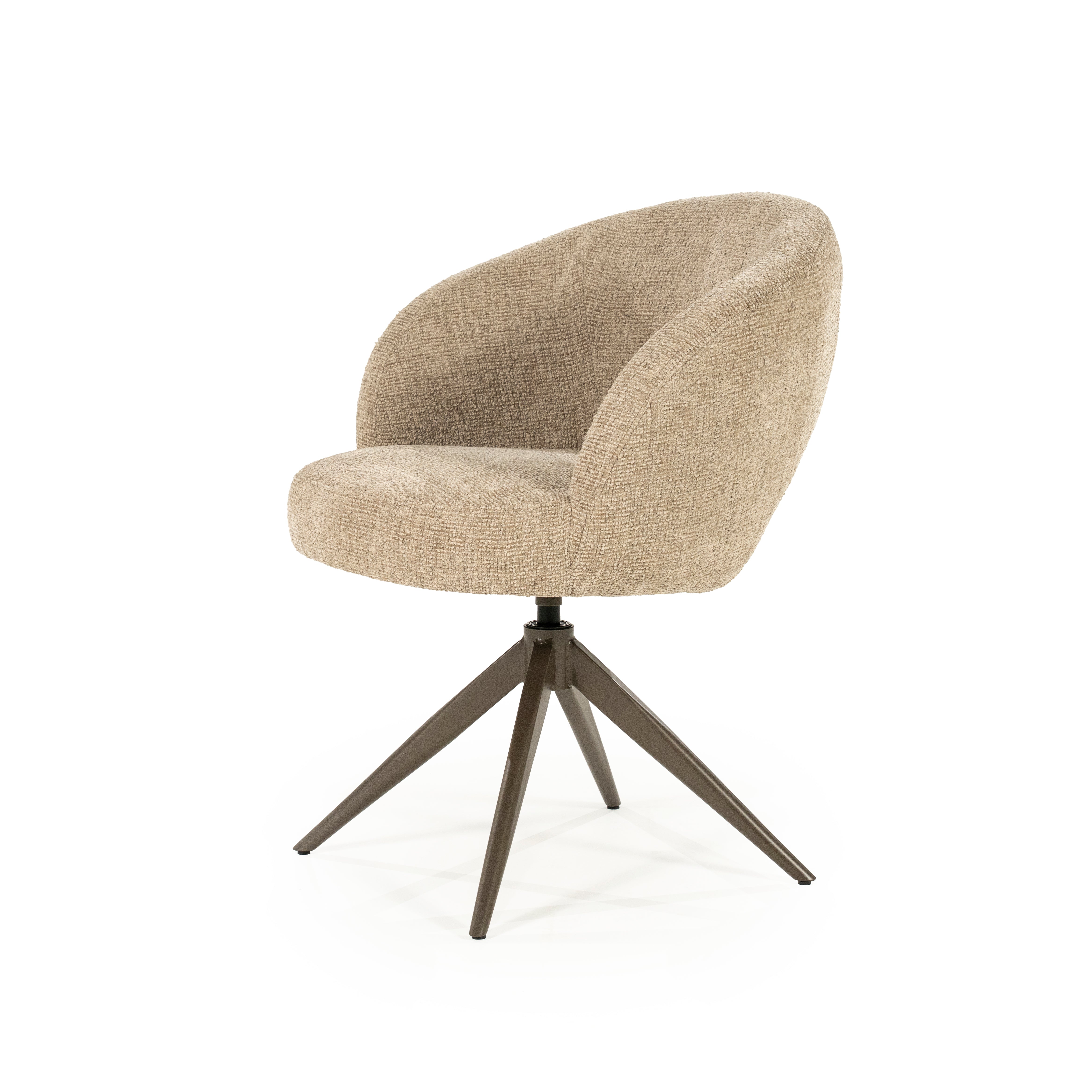 ALISSA taupe swivel chair with dark brown base