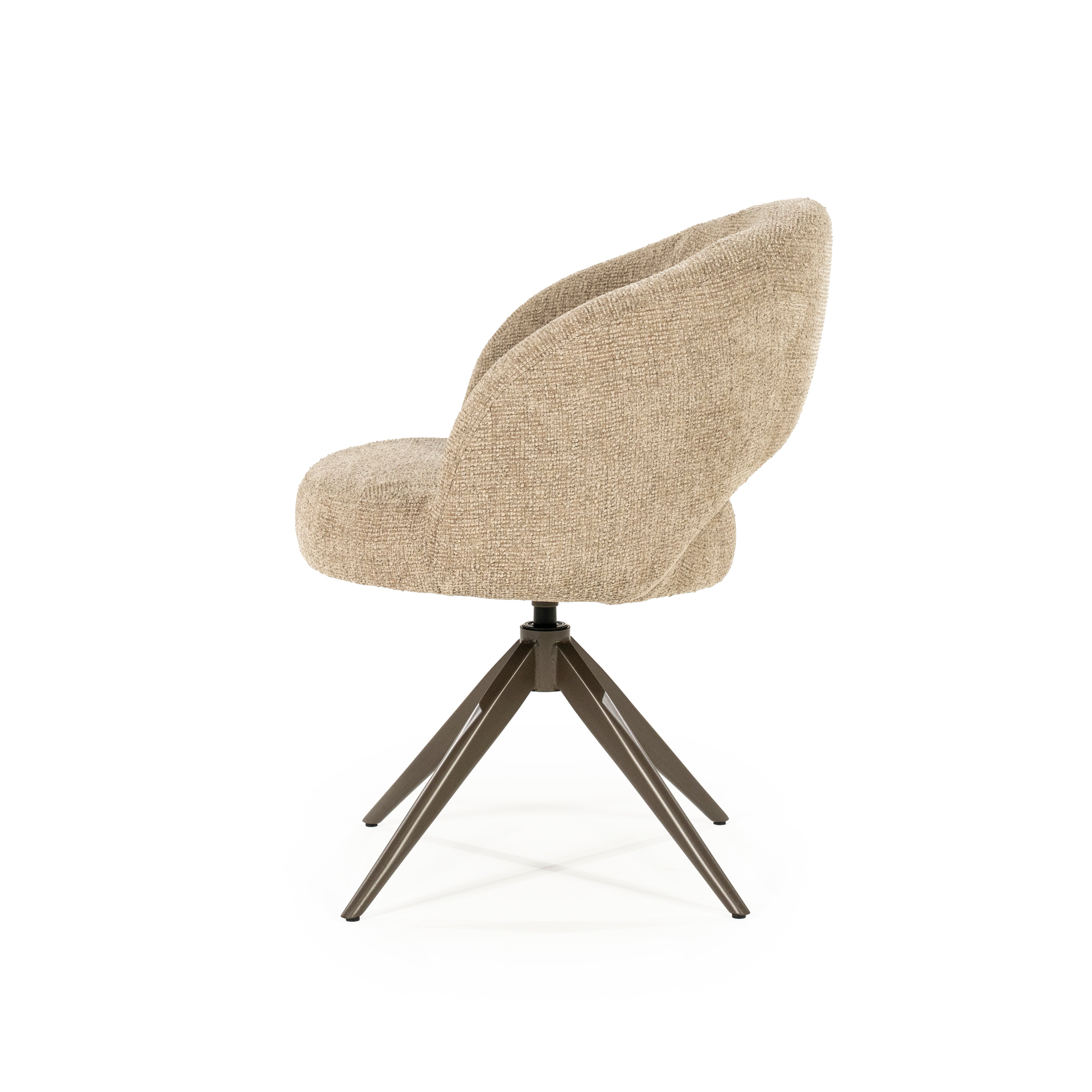 ALISSA taupe swivel chair with dark brown base