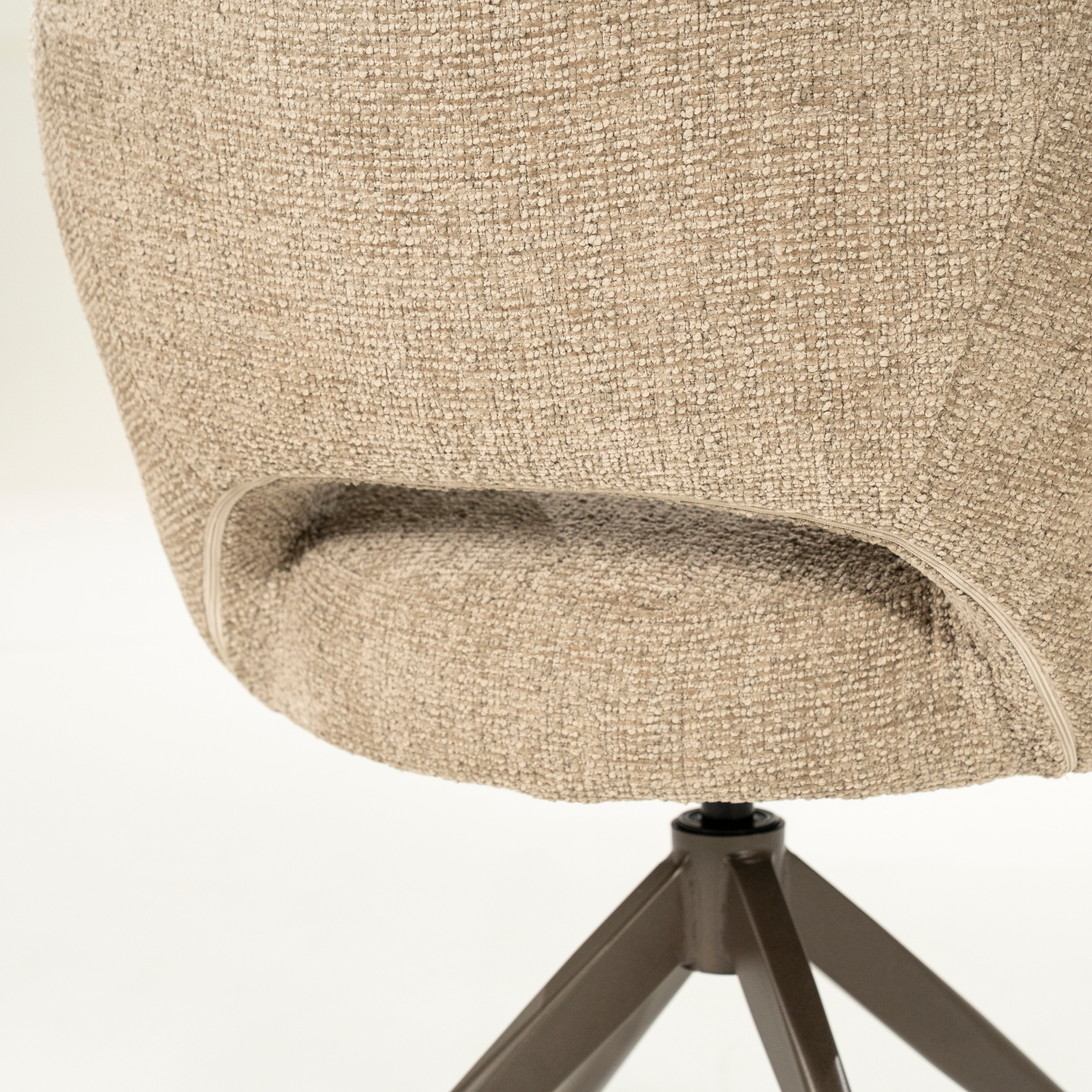 ALISSA taupe swivel chair with dark brown base