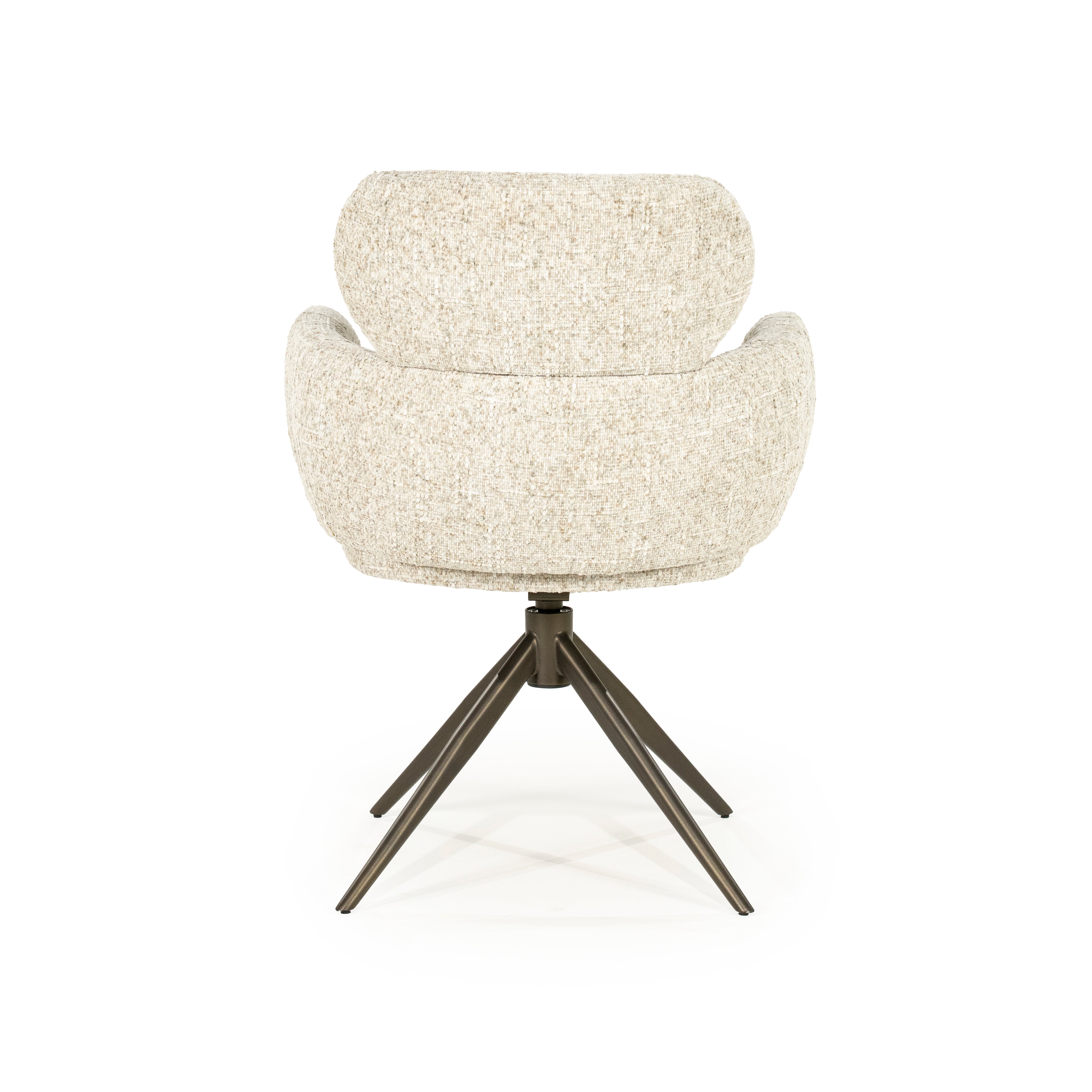 DARCIO swivel chair beige with dark brown base