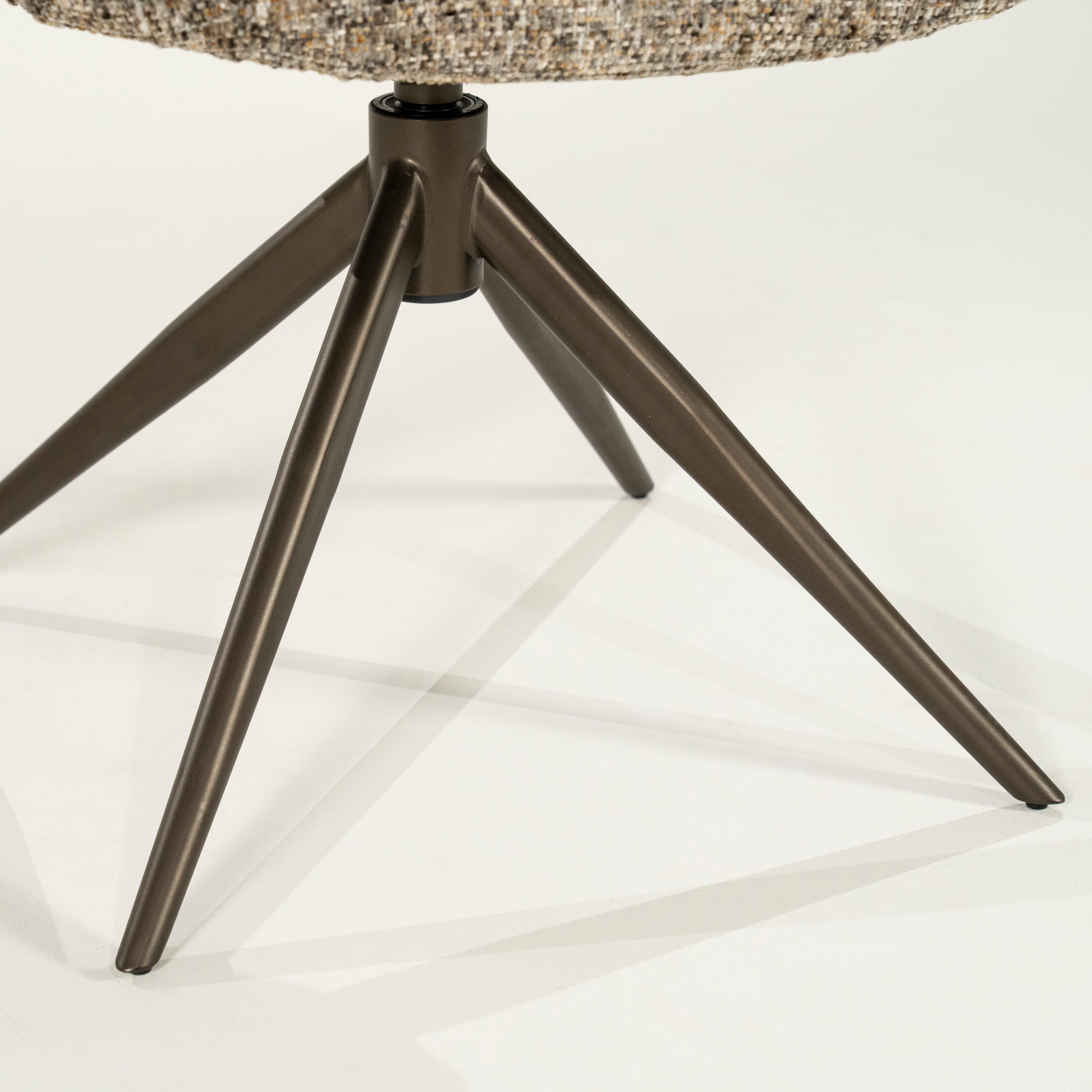 DARCIO swivel chair gray-brown mélange with dark brown base