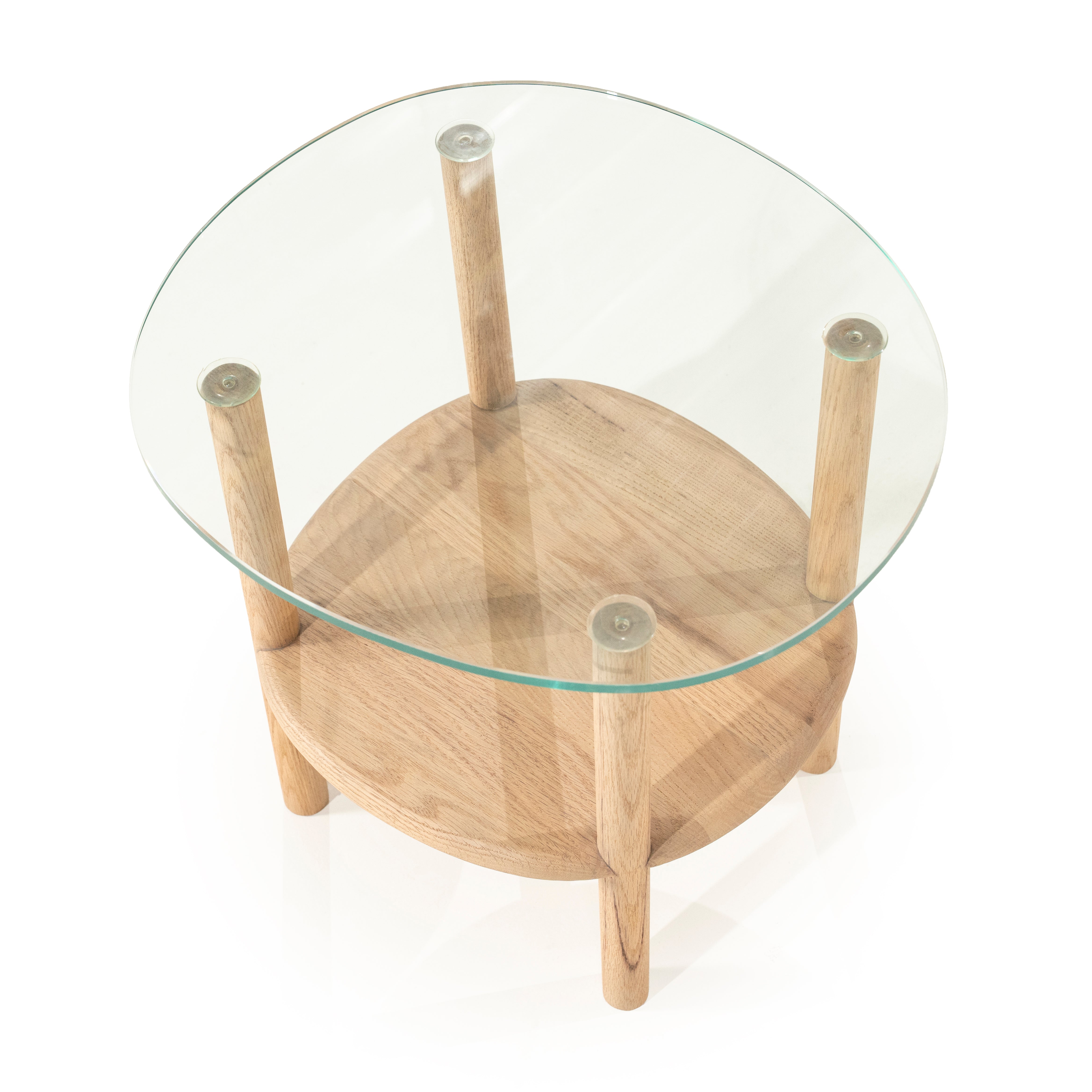 CLEO Side Table Dark Oak Wood with Glass Top