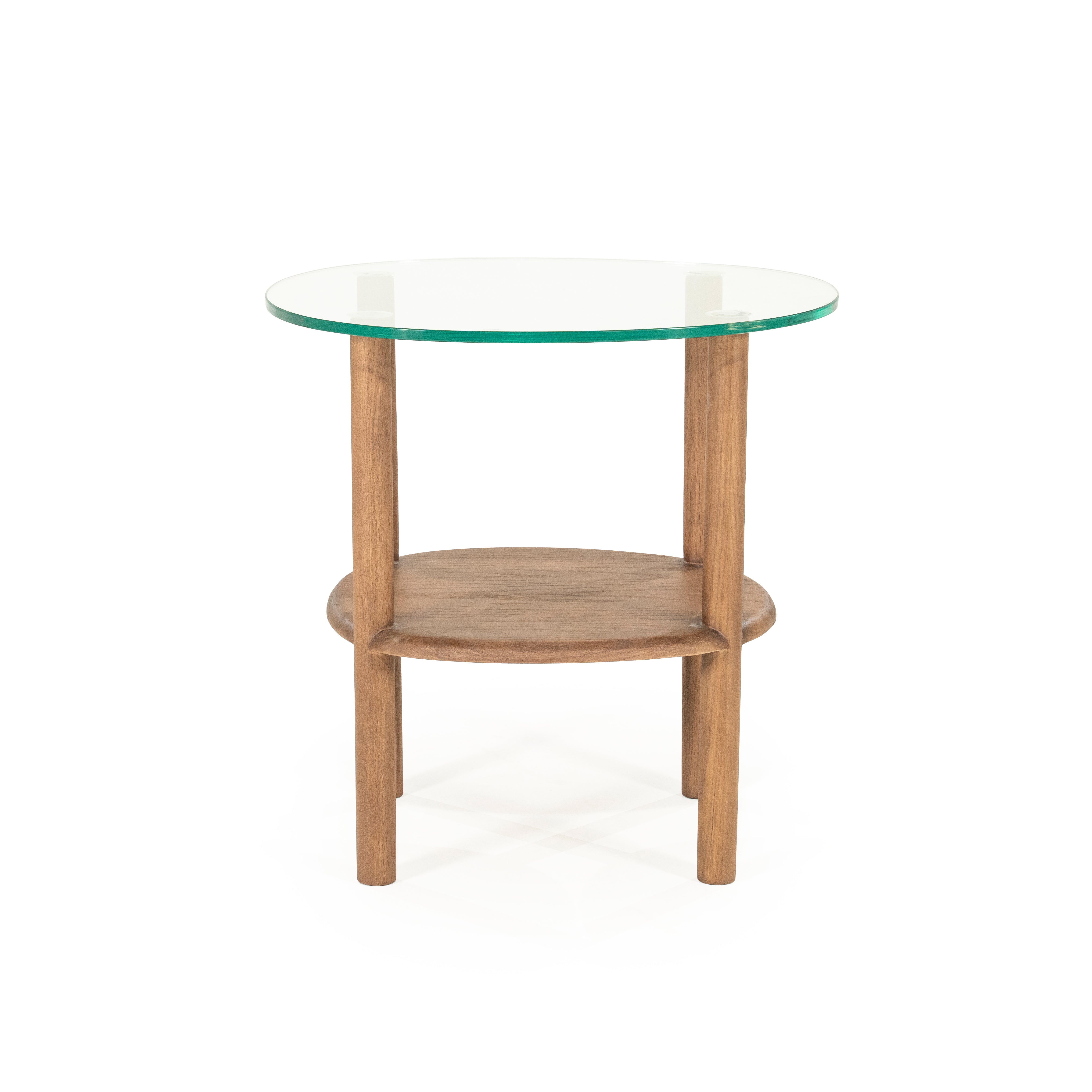 CLEO Side Table Dark Oak Wood with Glass Top