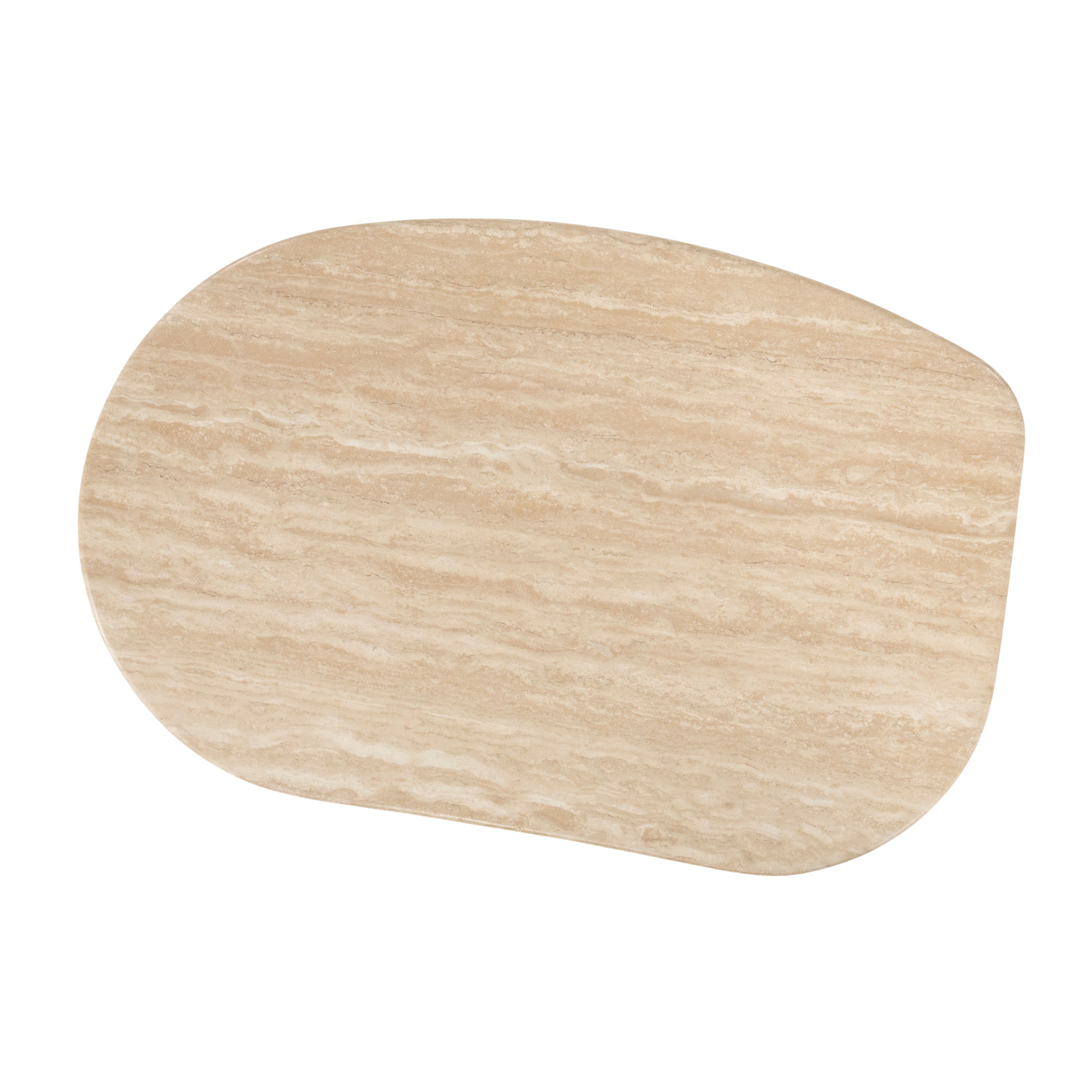 LOVA side table in travertine with an oak base