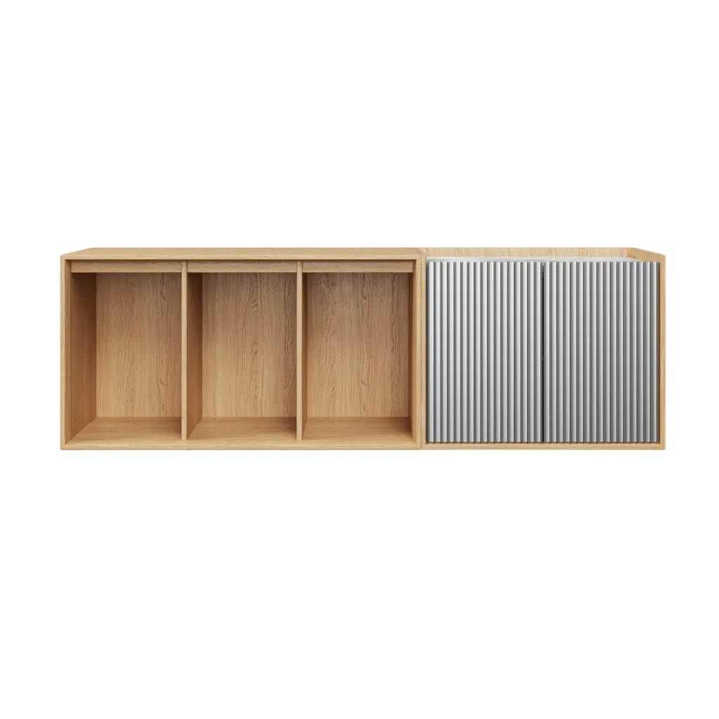 H5 Hanging Chest of Drawers in Oak Veneer with Gray Marble Top