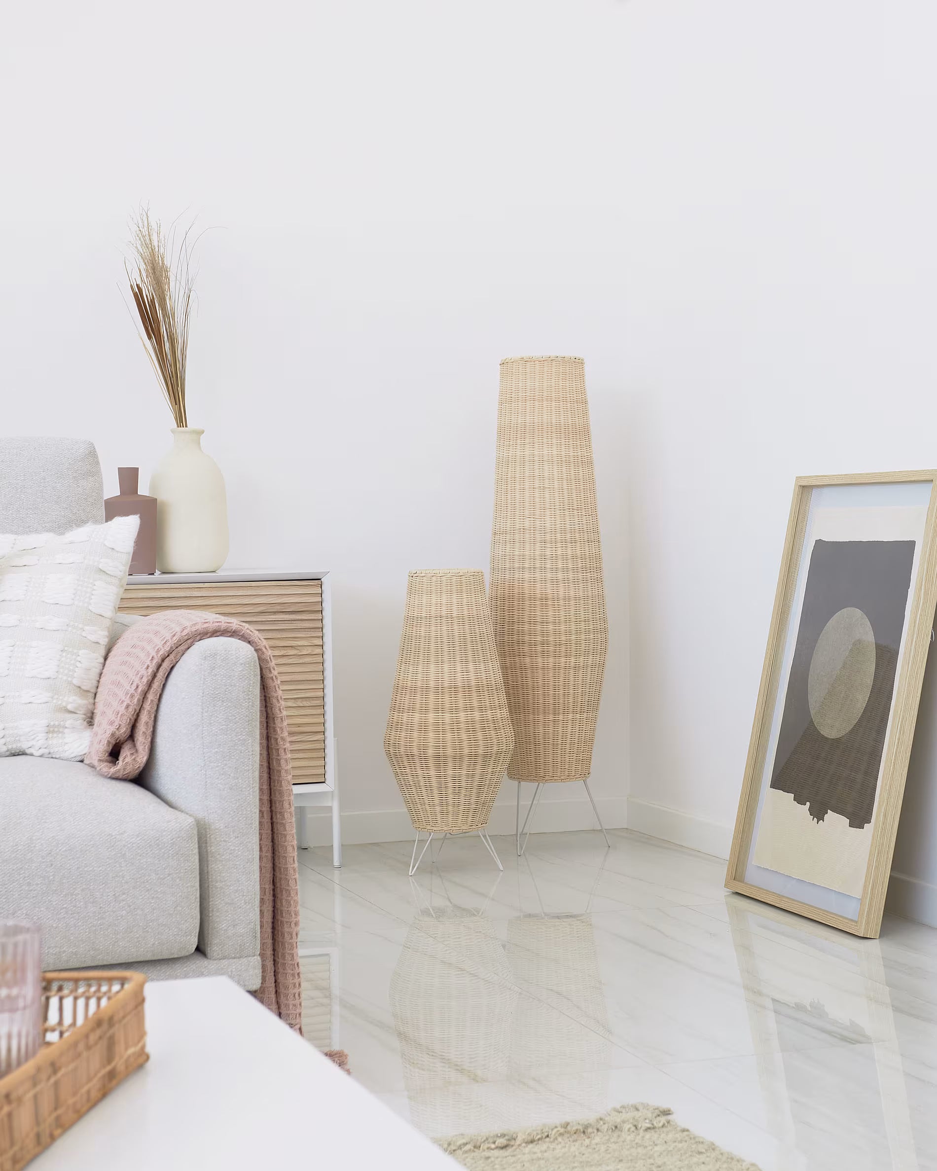 Lampa podłogowa KAMARIA rattan