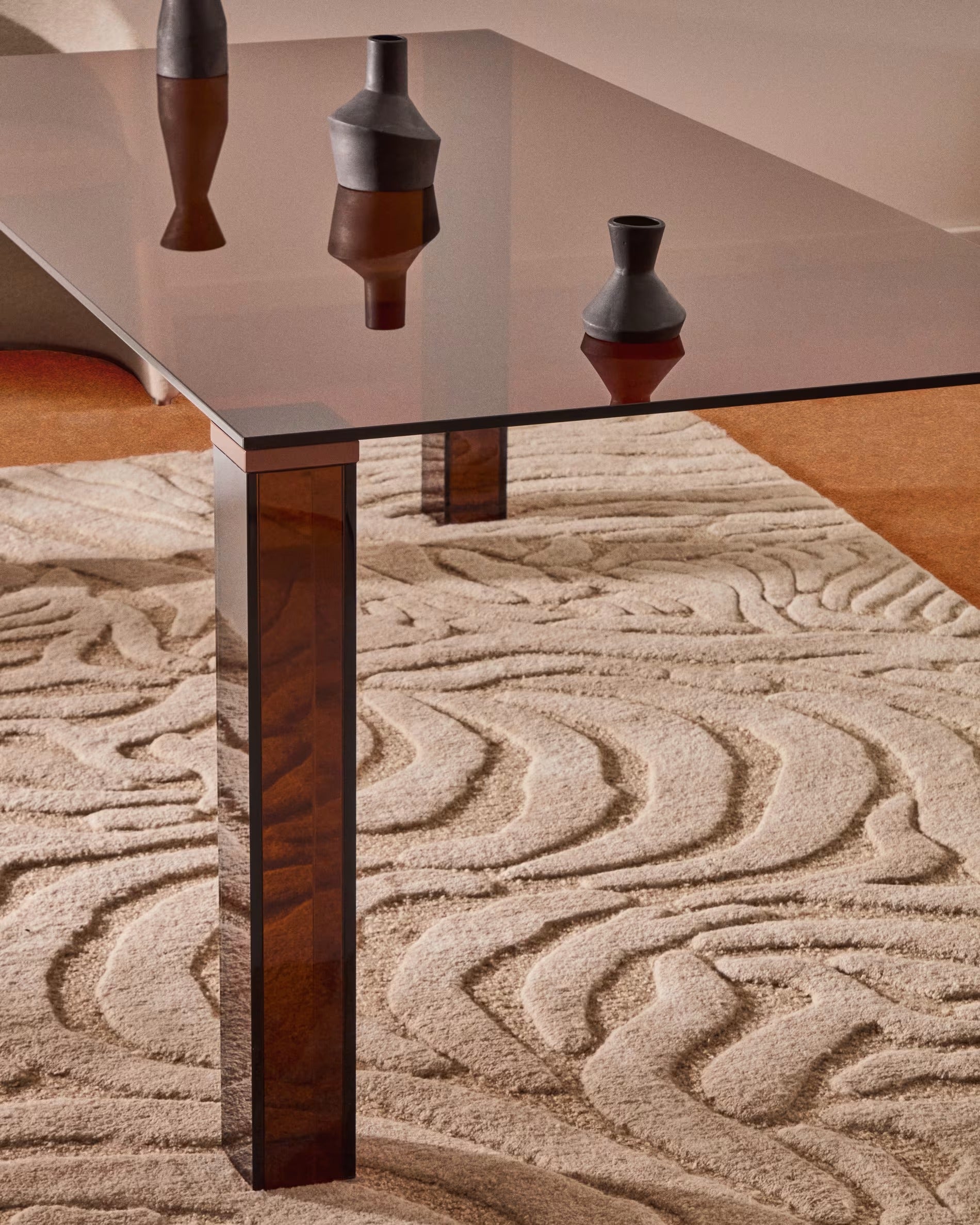 Stół ADULARIA brązowe szkło hartowane