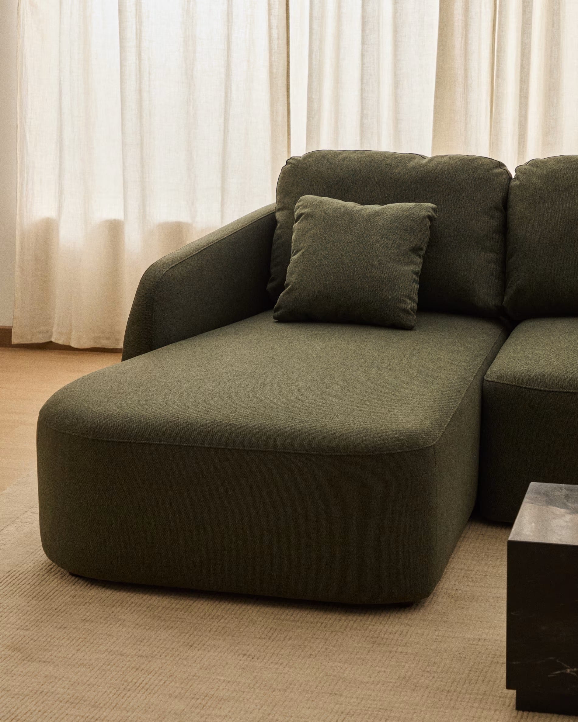 Left-facing 3-seater sofa bed LAIRA dark green