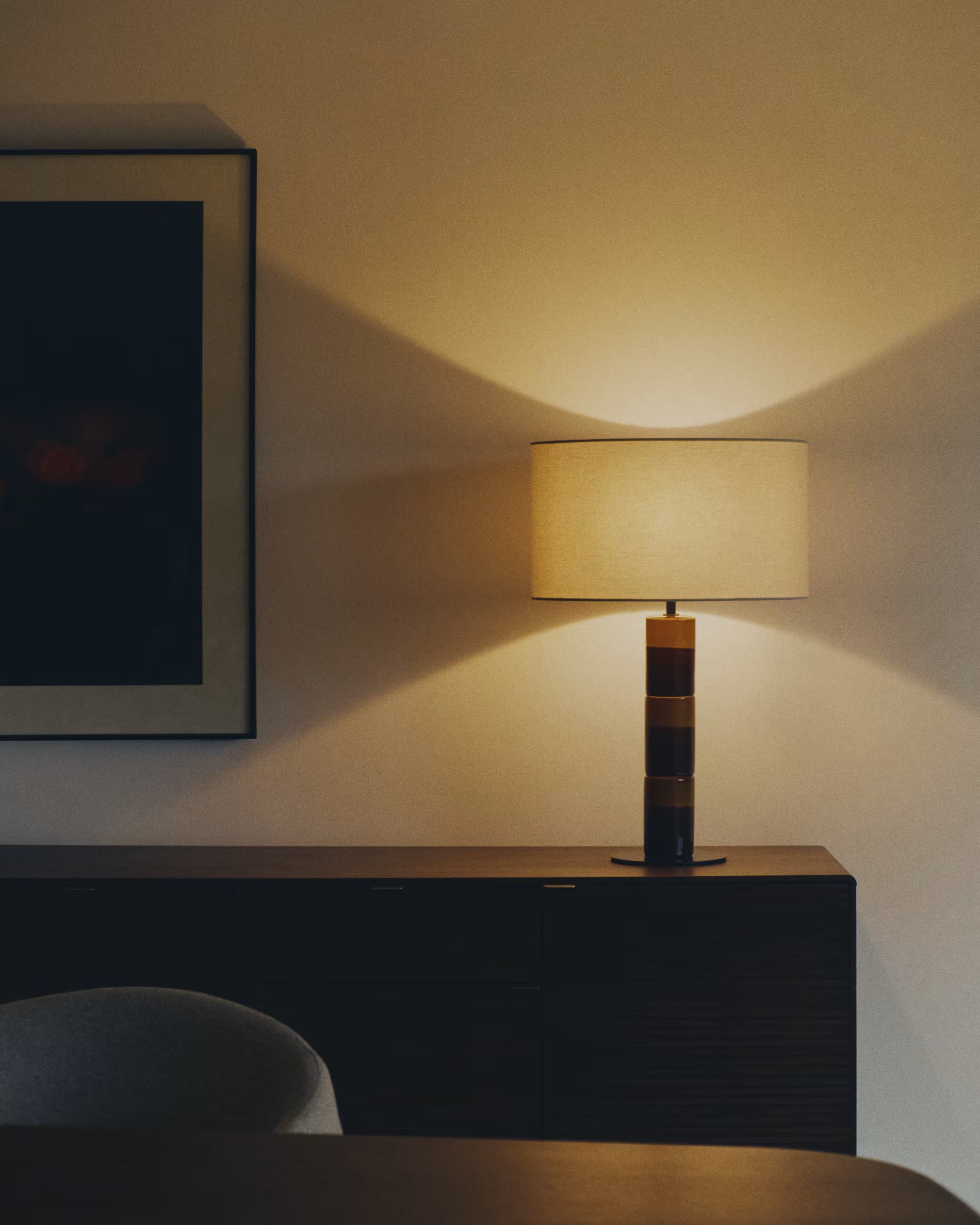 Lampa stołowa MAVRAN brązowy z musztardowym