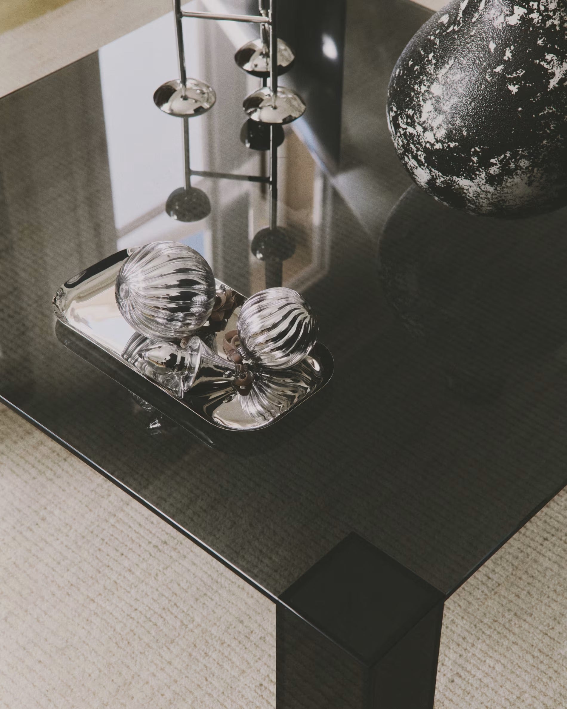 Square Coffee Table ADULARIA Dark Gray Tempered Glass