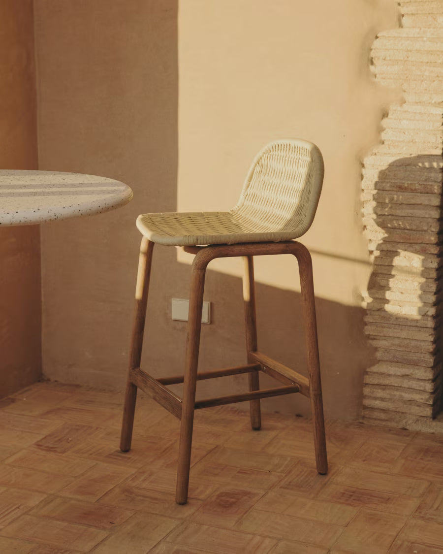 Barhocker ALIPA beige mit Akazienholz