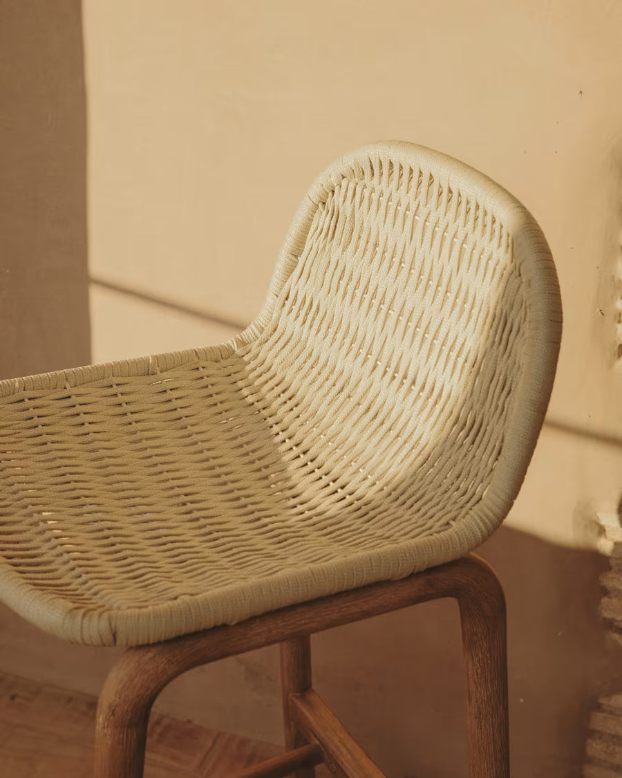 Barhocker ALIPA beige mit Akazienholz