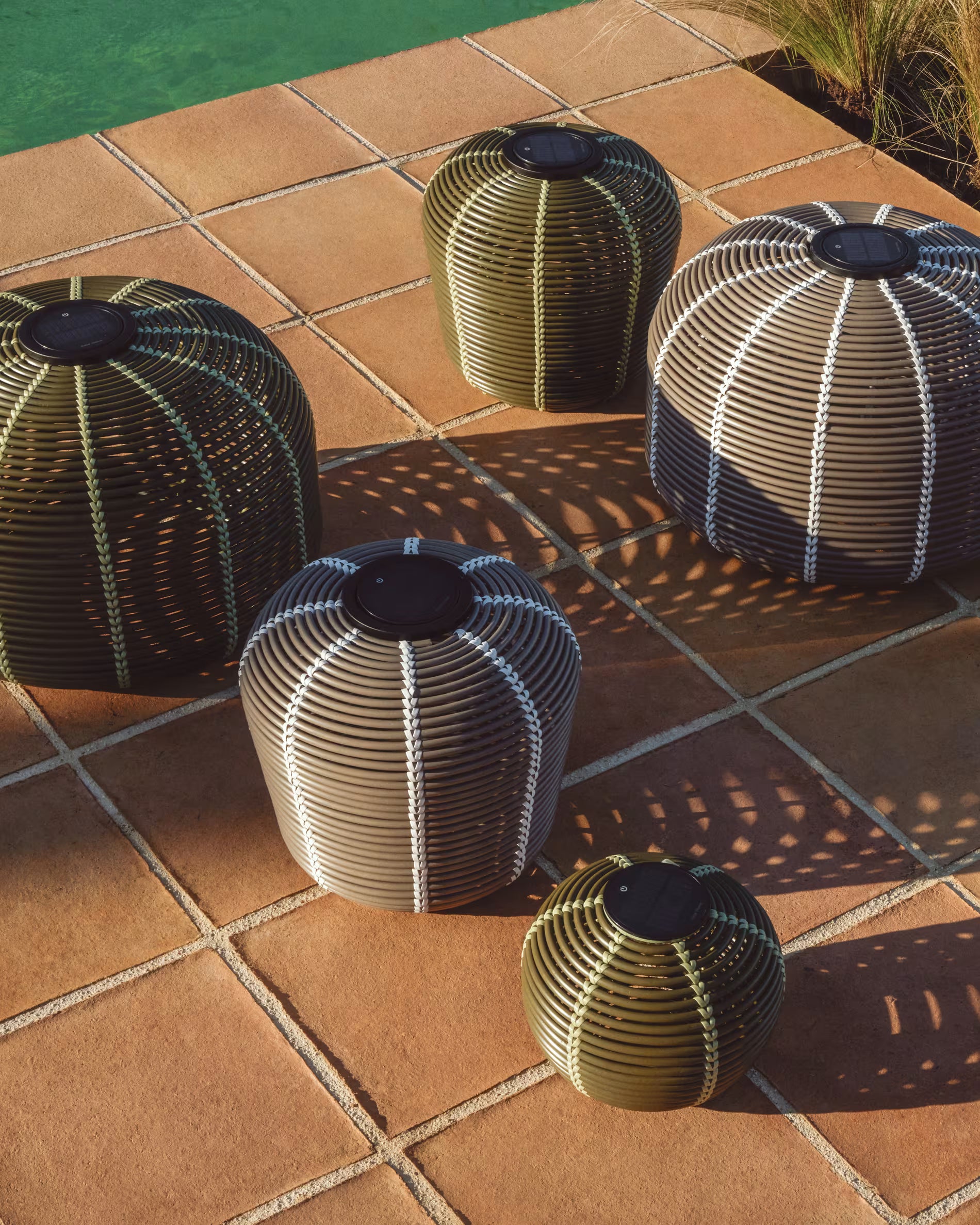 GAROINA taupe solar garden lamp synthetic rattan
