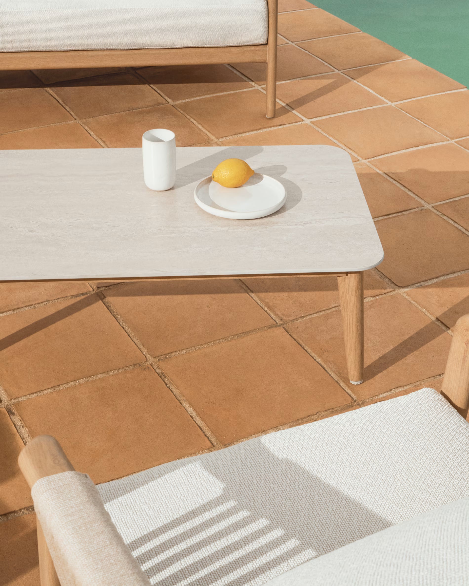 Gartenmöbelset SIRTE ecru mit Aluminiumgestell in Holzoptik