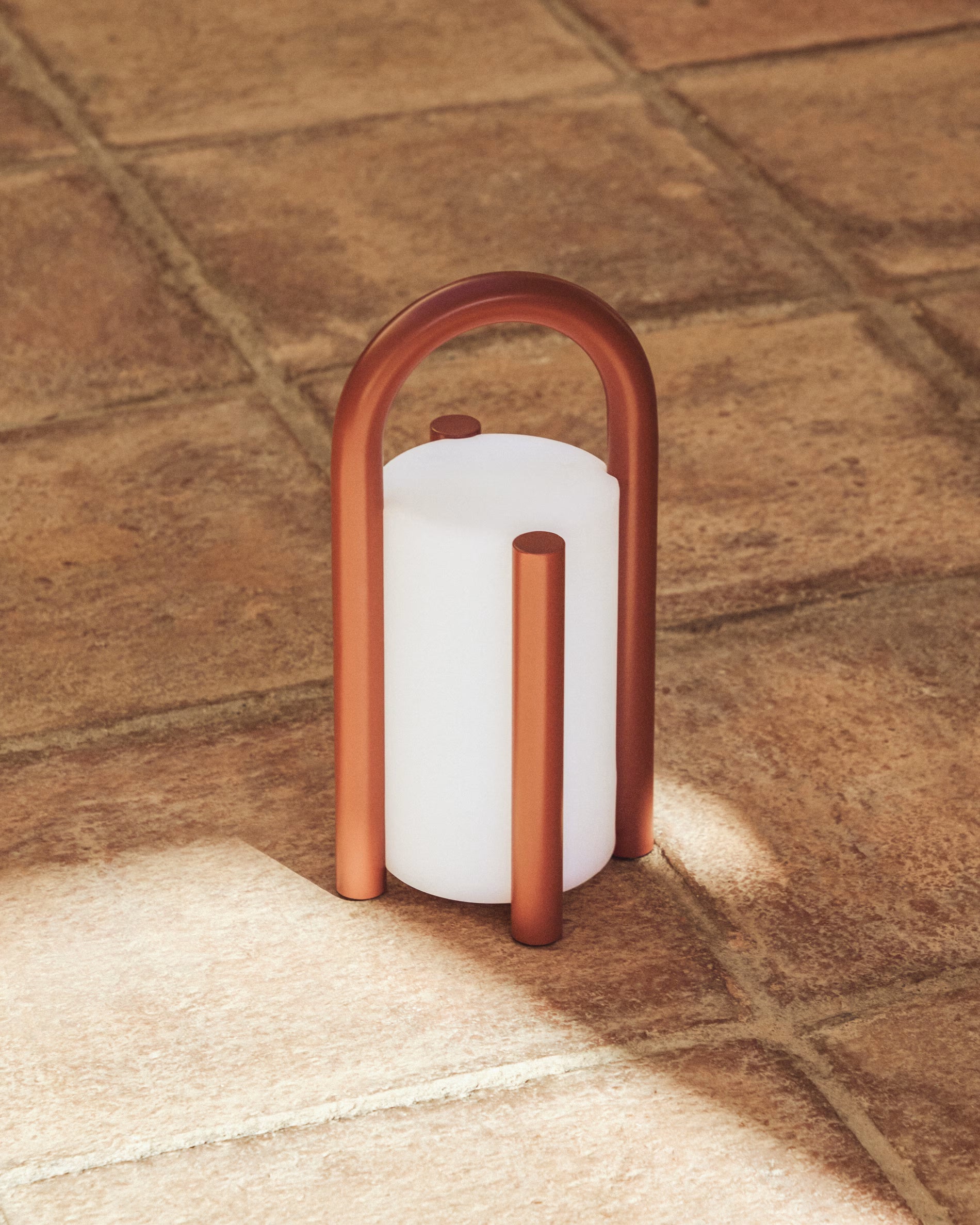 Lampa ogrodowa przenośna LEROS terakota