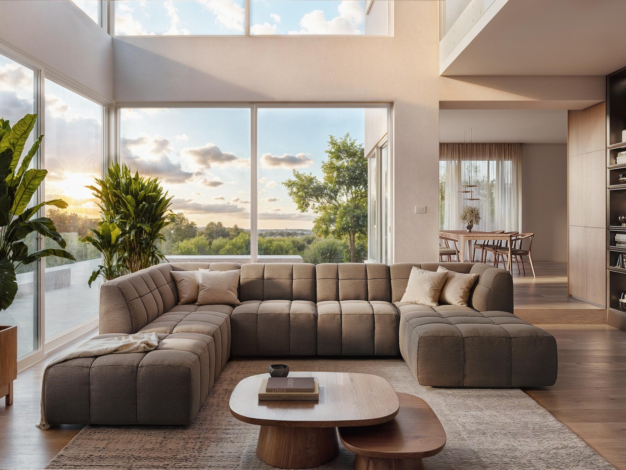 Modulares 3-Sitzer Sofa ALOHA schwarzes Boucle