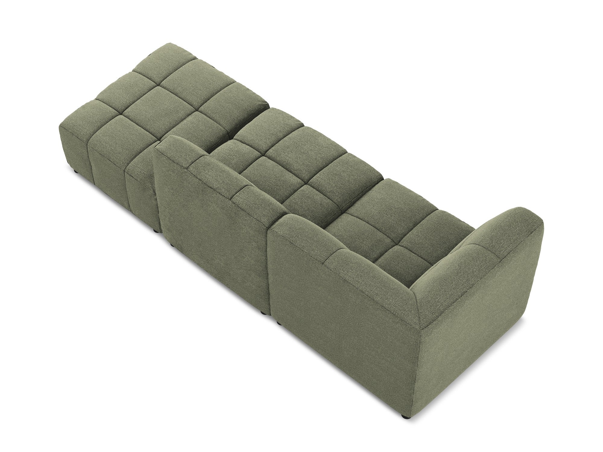 Modulares, linksseitiges, offenes 3-Sitzer-Sofa ALOHA in olivgrünem Boucle