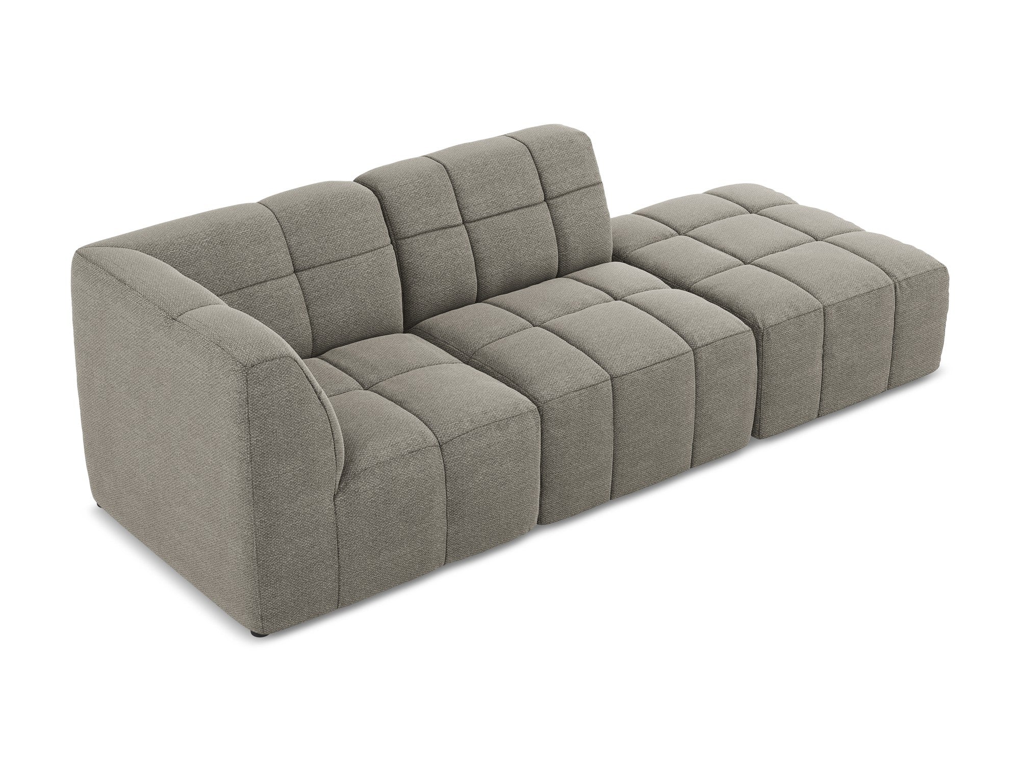 Left-facing open modular 3-seater sofa ALOHA gray boucle